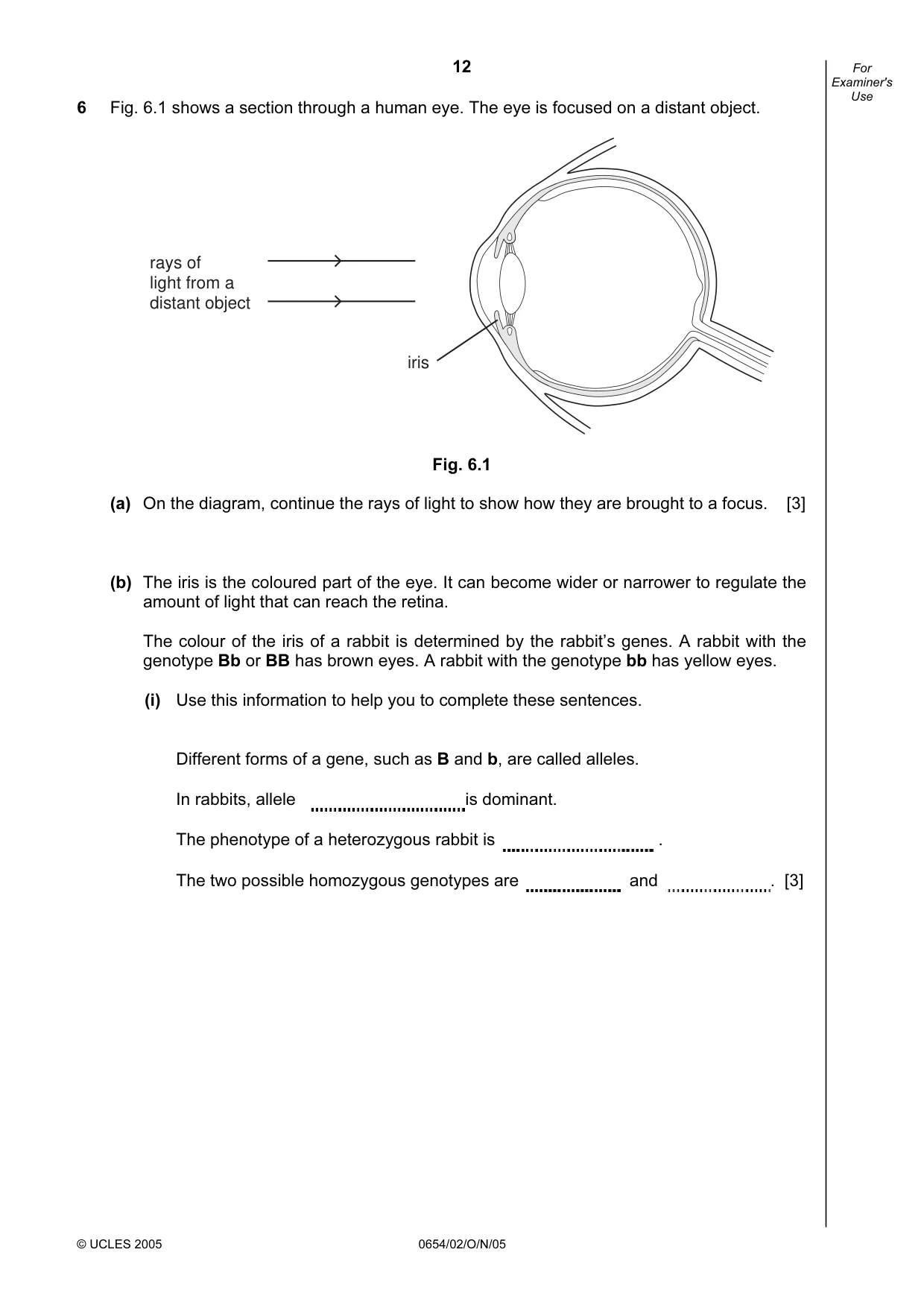 Cambridge IGCSE Sciences - Co-ordinated (Double) 0654 2005 Oct/Nov Paper 2 · Variant 1 question paper, page 12 of 24