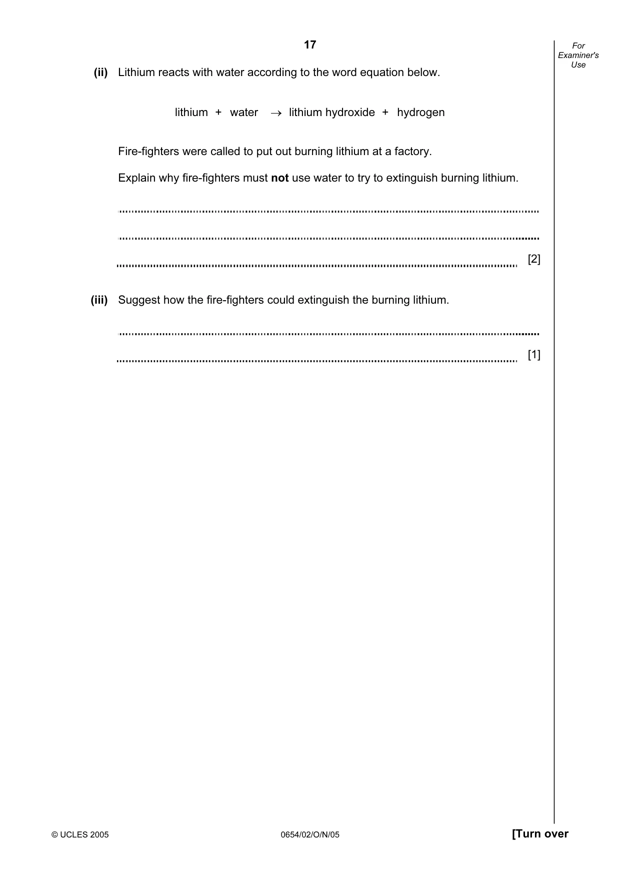 Cambridge IGCSE Sciences - Co-ordinated (Double) 0654 2005 Oct/Nov Paper 2 · Variant 1 question paper, page 17 of 24