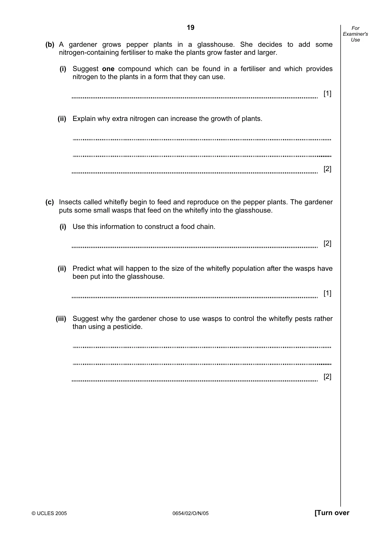 Cambridge IGCSE Sciences - Co-ordinated (Double) 0654 2005 Oct/Nov Paper 2 · Variant 1 question paper, page 19 of 24