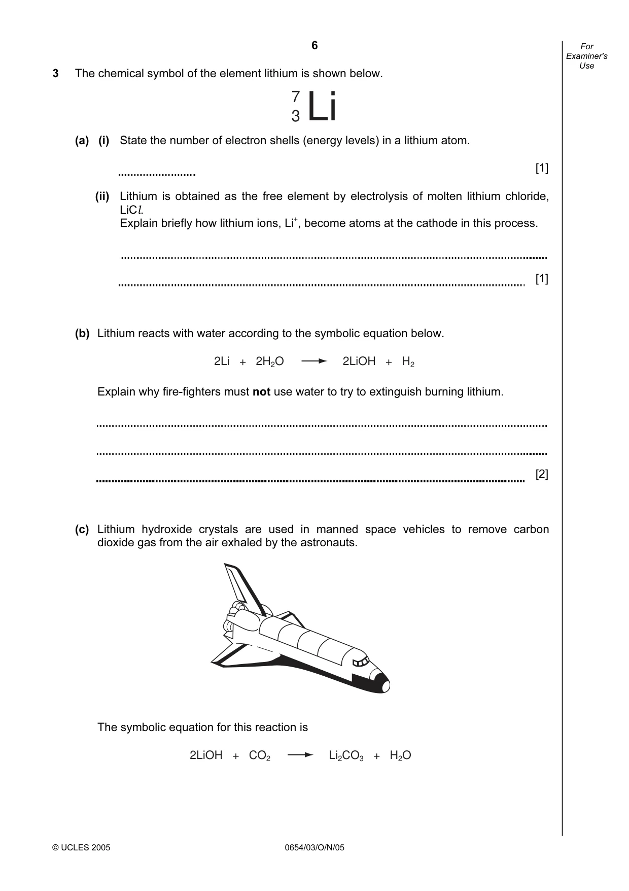 Cambridge IGCSE Sciences - Co-ordinated (Double) 0654 2005 Oct/Nov Paper 3 · Variant 1 question paper, page 6 of 20