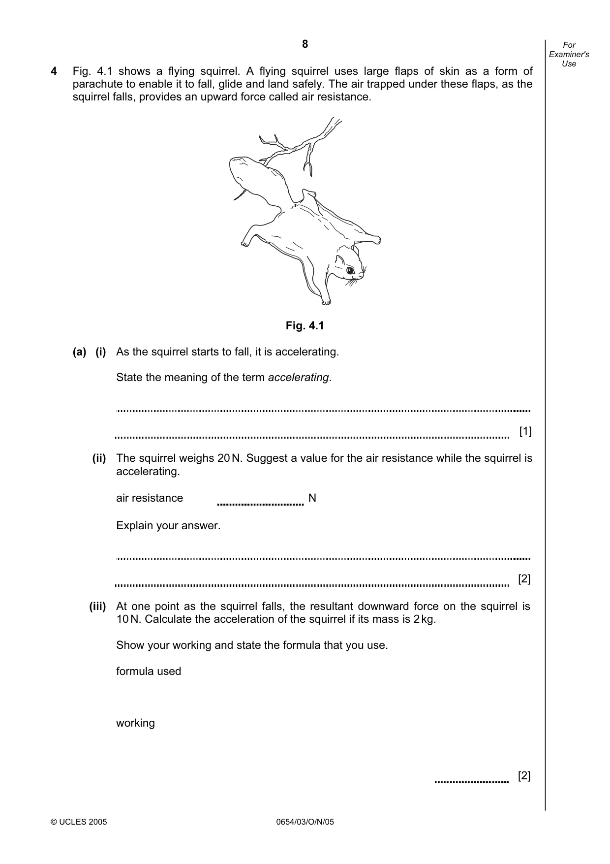 Cambridge IGCSE Sciences - Co-ordinated (Double) 0654 2005 Oct/Nov Paper 3 · Variant 1 question paper, page 8 of 20