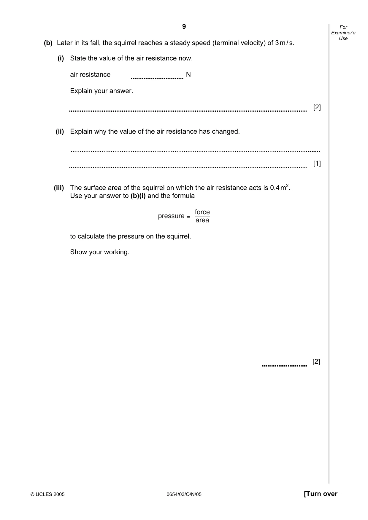 Cambridge IGCSE Sciences - Co-ordinated (Double) 0654 2005 Oct/Nov Paper 3 · Variant 1 question paper, page 9 of 20