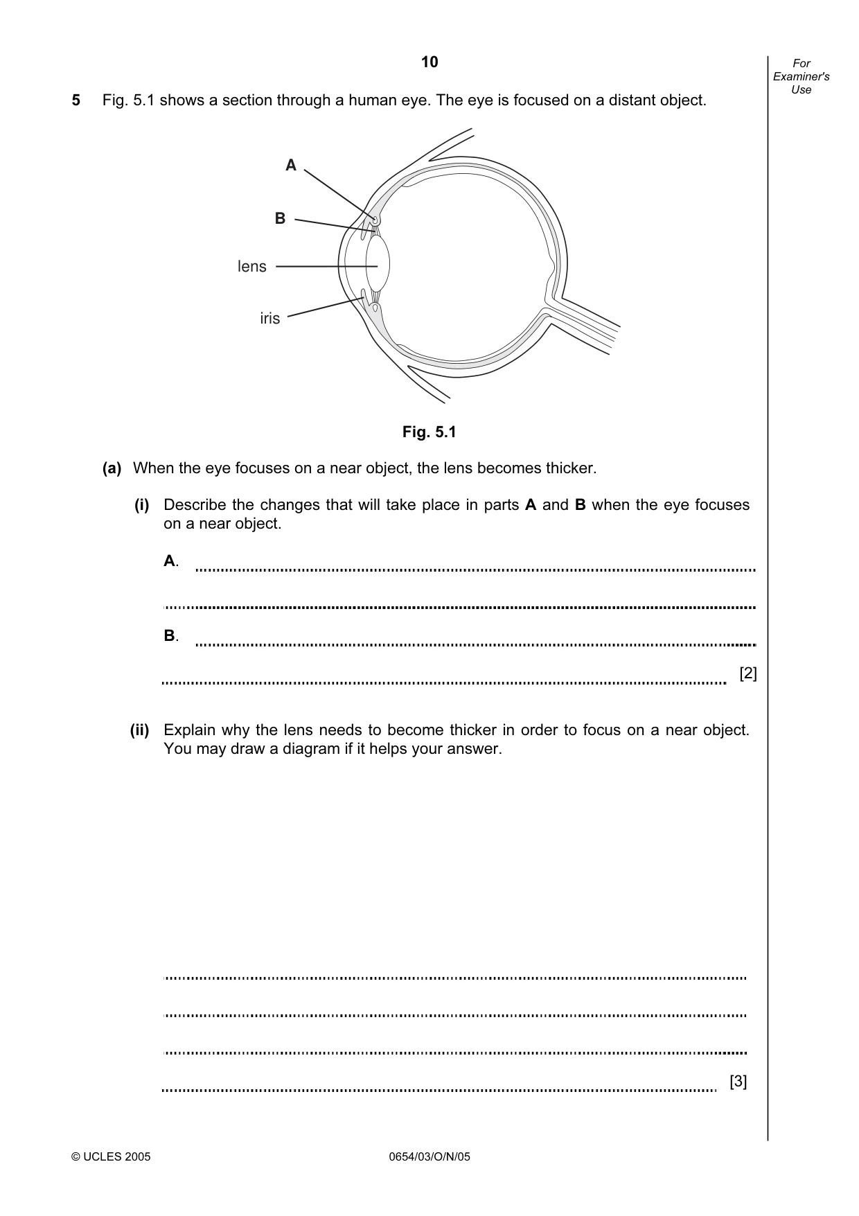 Cambridge IGCSE Sciences - Co-ordinated (Double) 0654 2005 Oct/Nov Paper 3 · Variant 1 question paper, page 10 of 20