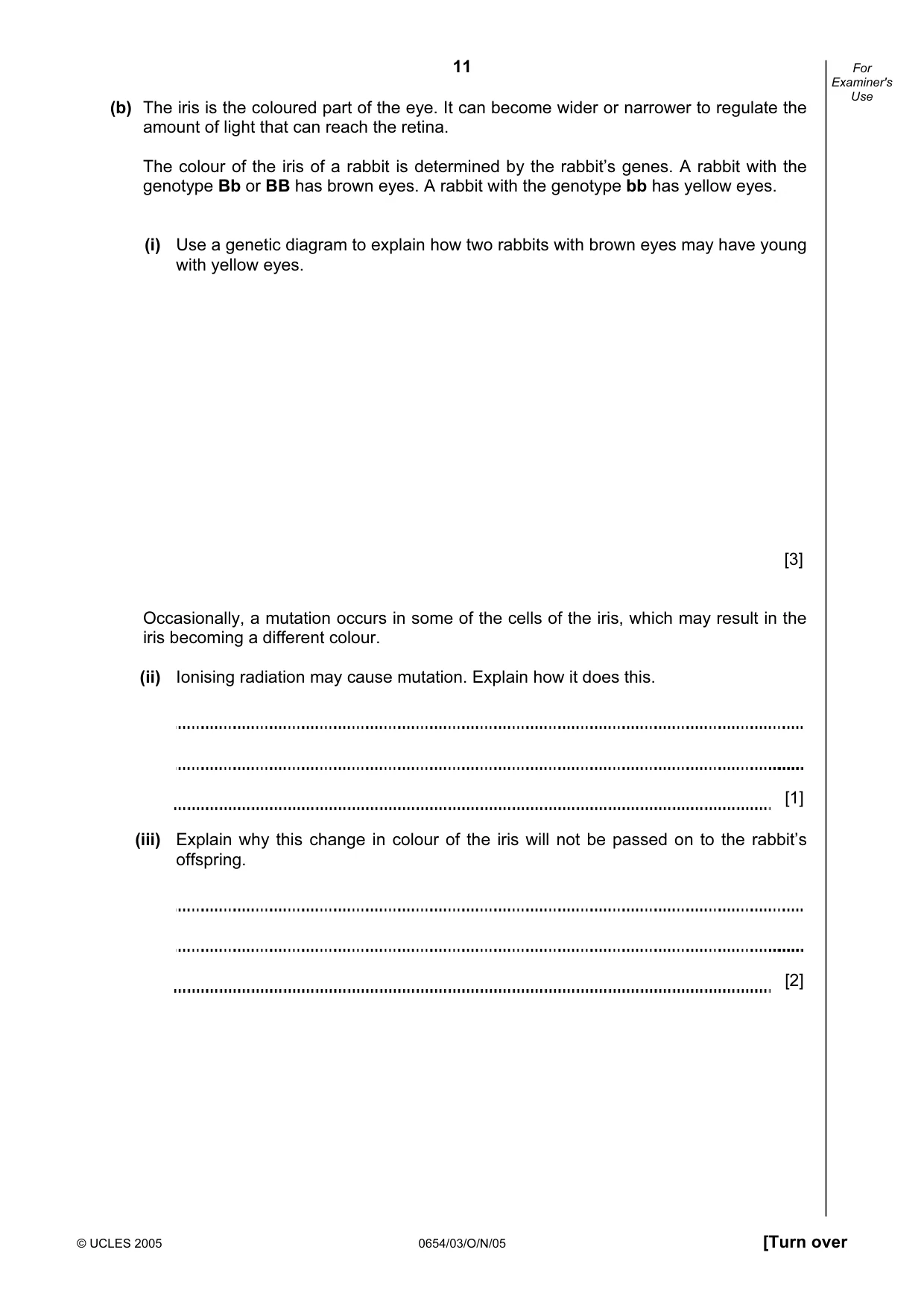 Cambridge IGCSE Sciences - Co-ordinated (Double) 0654 2005 Oct/Nov Paper 3 · Variant 1 question paper, page 11 of 20