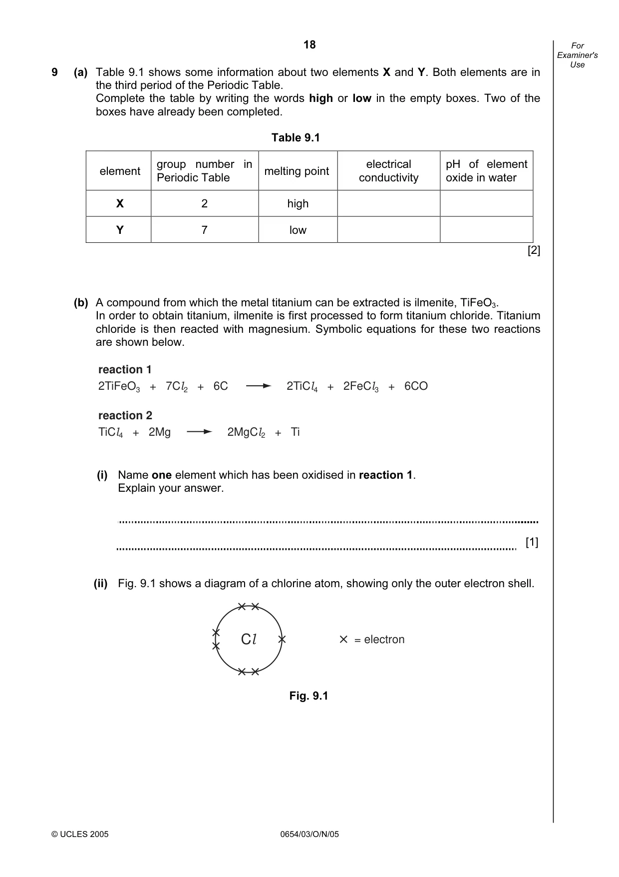 Cambridge IGCSE Sciences - Co-ordinated (Double) 0654 2005 Oct/Nov Paper 3 · Variant 1 question paper, page 18 of 20