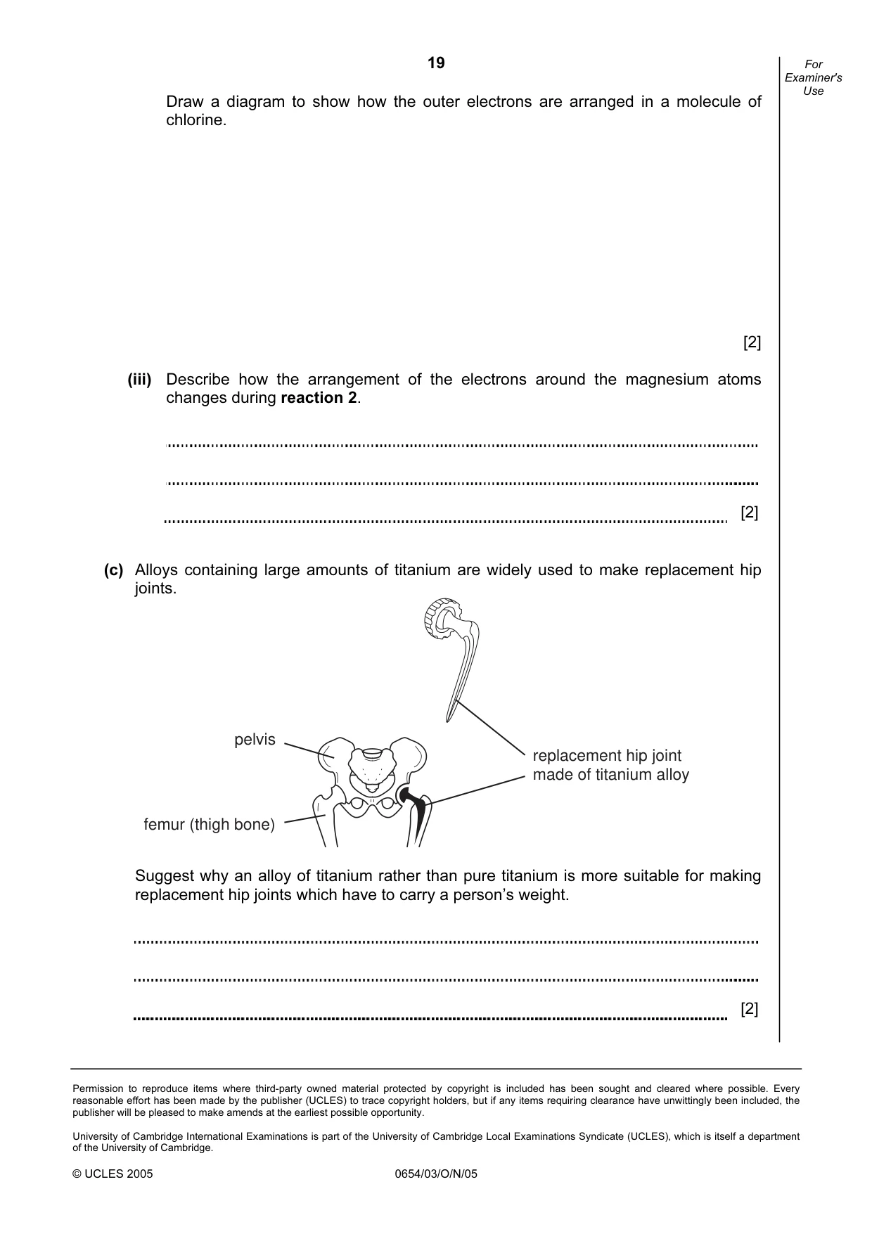 Cambridge IGCSE Sciences - Co-ordinated (Double) 0654 2005 Oct/Nov Paper 3 · Variant 1 question paper, page 19 of 20