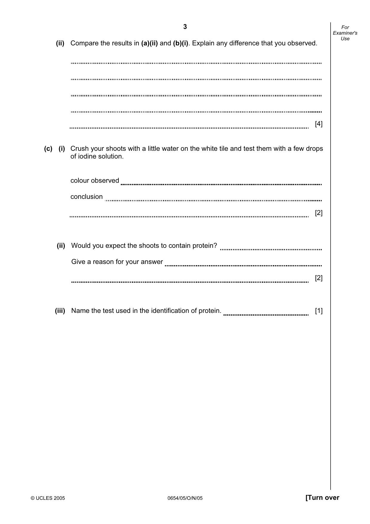Cambridge IGCSE Sciences - Co-ordinated (Double) 0654 2005 Oct/Nov Paper 5 · Variant 1 question paper, page 3 of 12