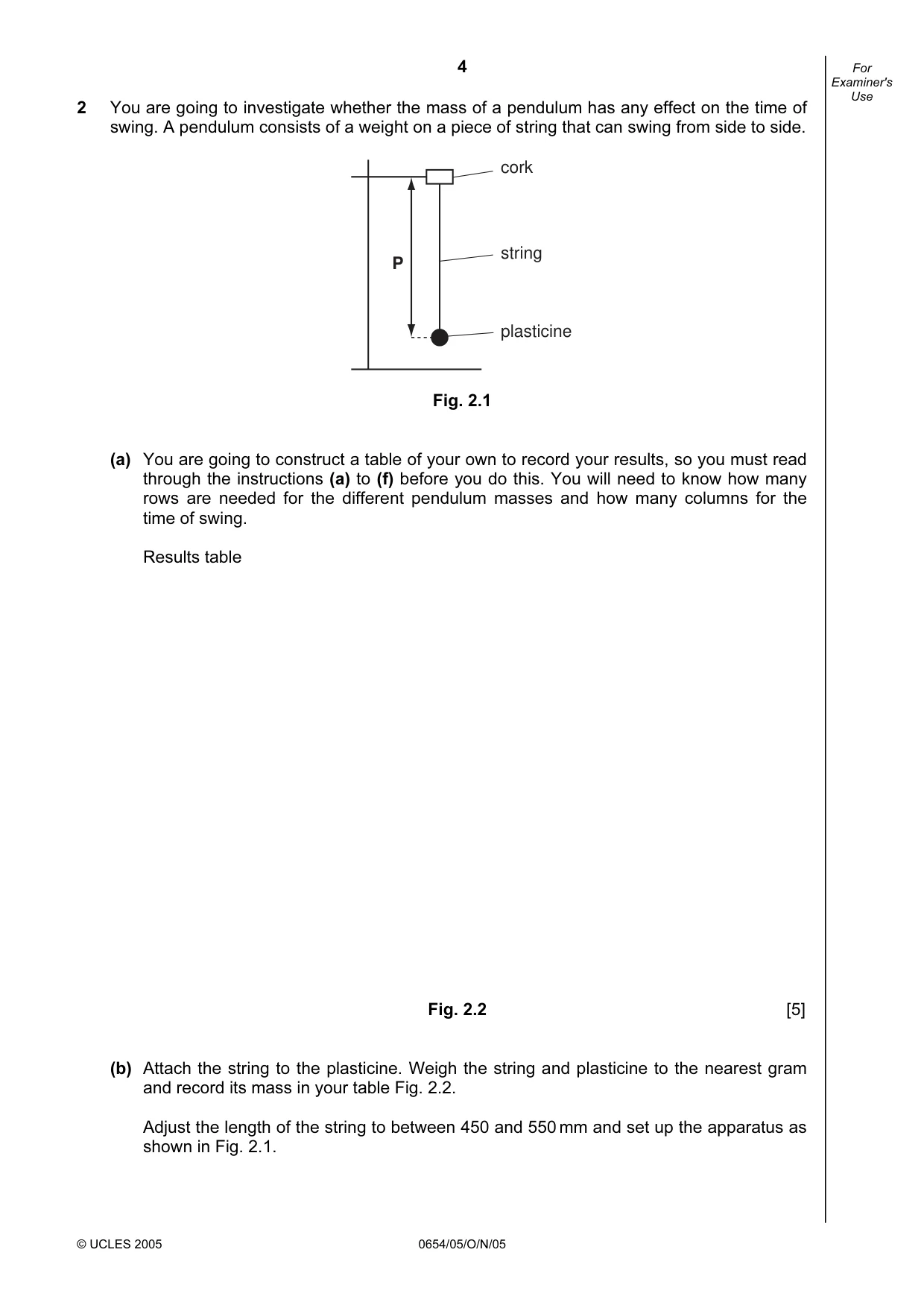 Cambridge IGCSE Sciences - Co-ordinated (Double) 0654 2005 Oct/Nov Paper 5 · Variant 1 question paper, page 4 of 12