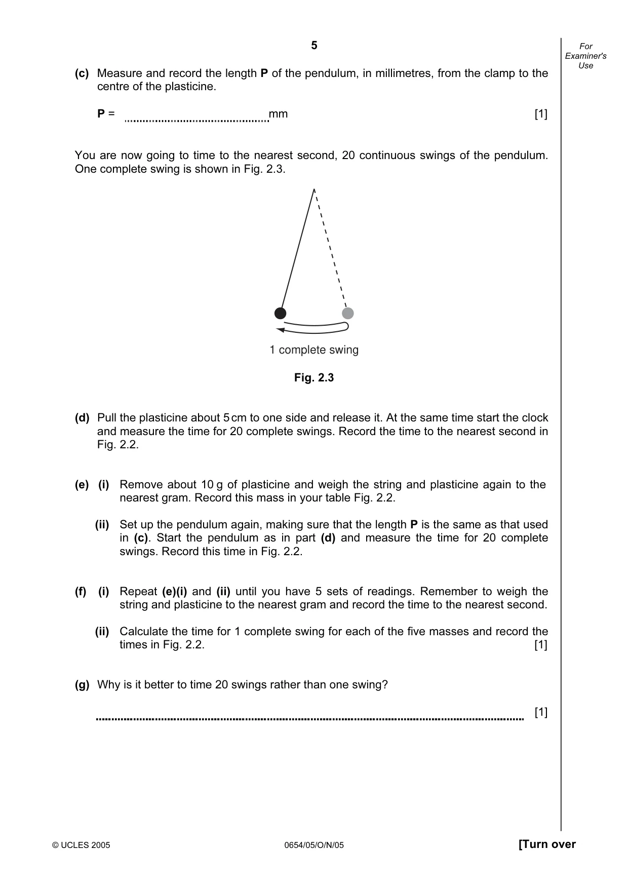 Cambridge IGCSE Sciences - Co-ordinated (Double) 0654 2005 Oct/Nov Paper 5 · Variant 1 question paper, page 5 of 12