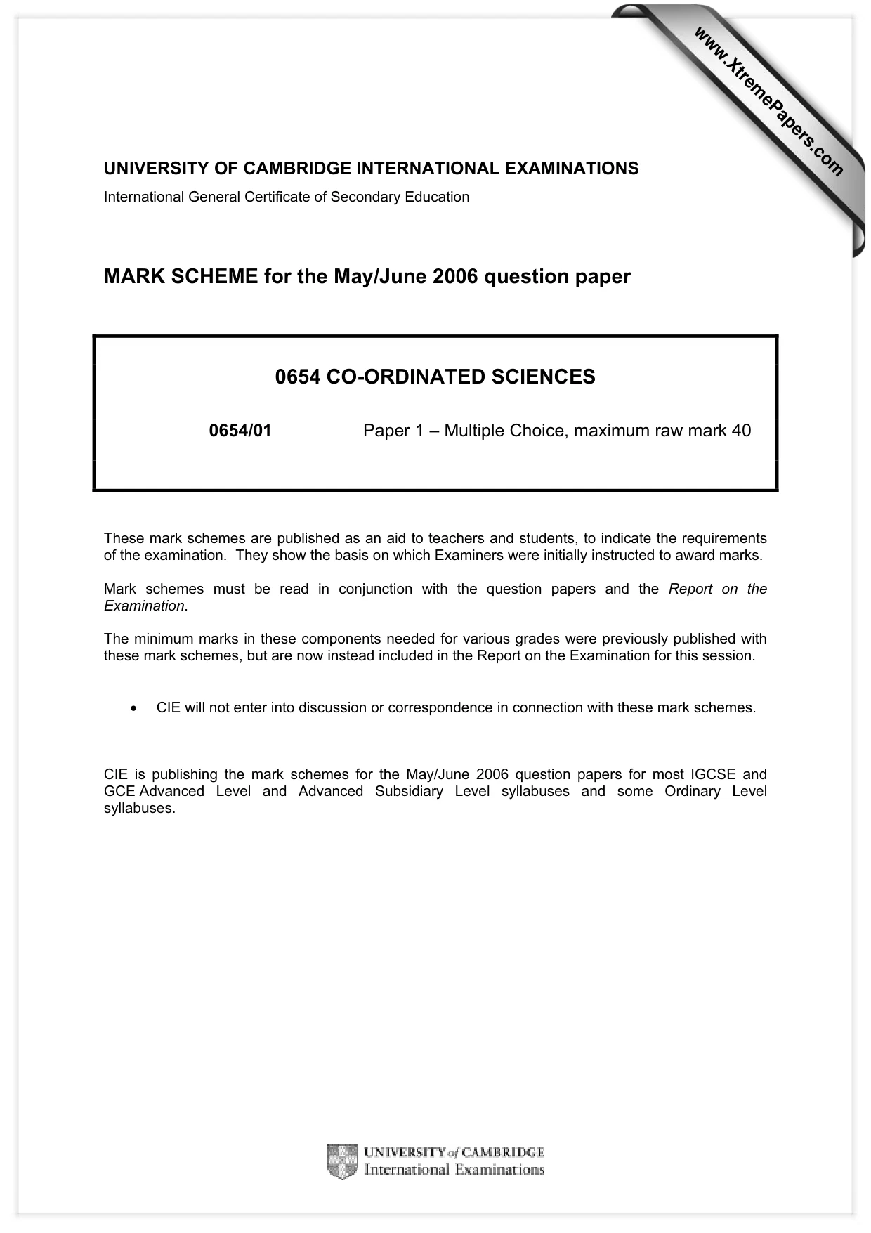 Mark scheme, page 1 of 2