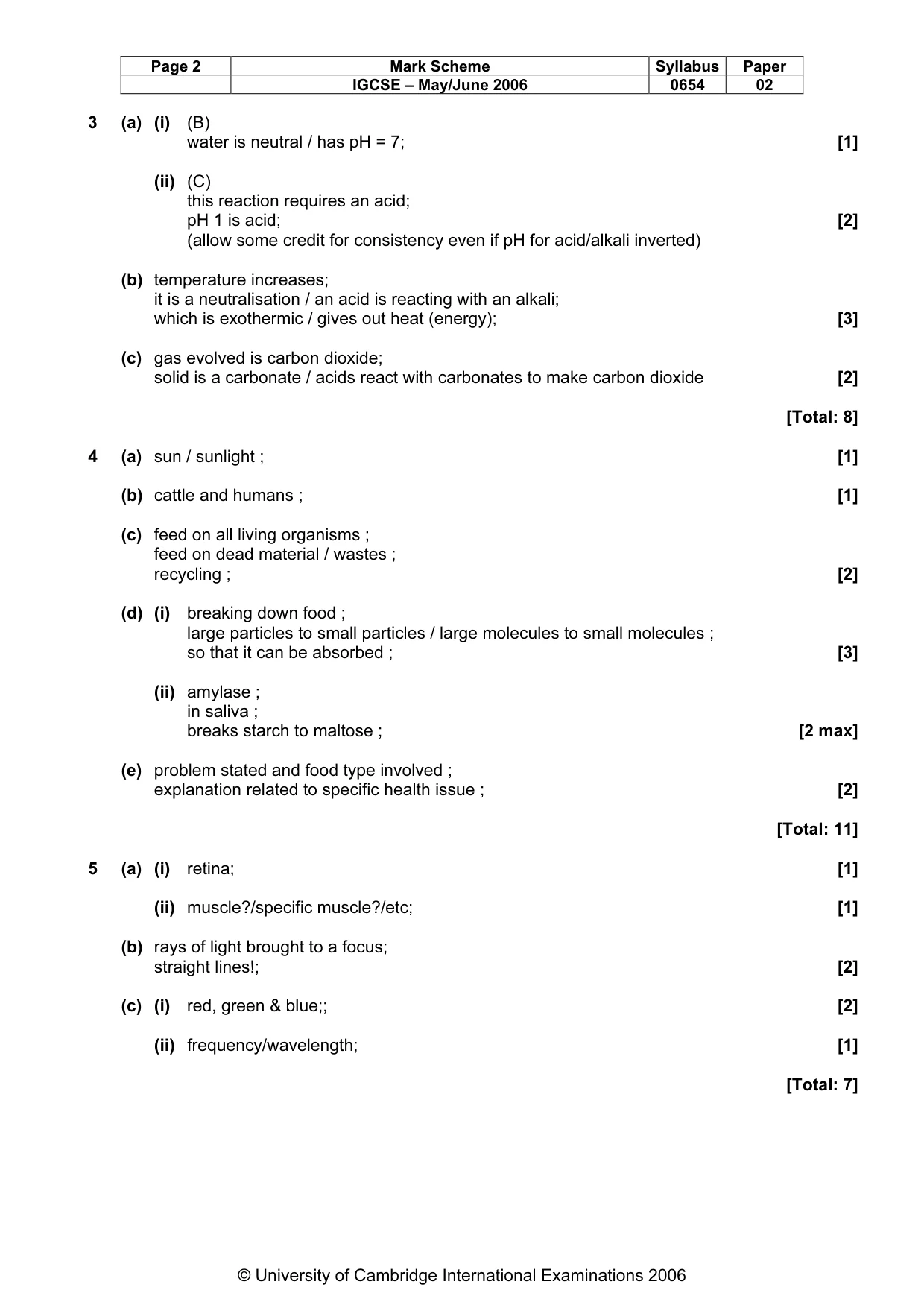 Mark scheme, page 3 of 6