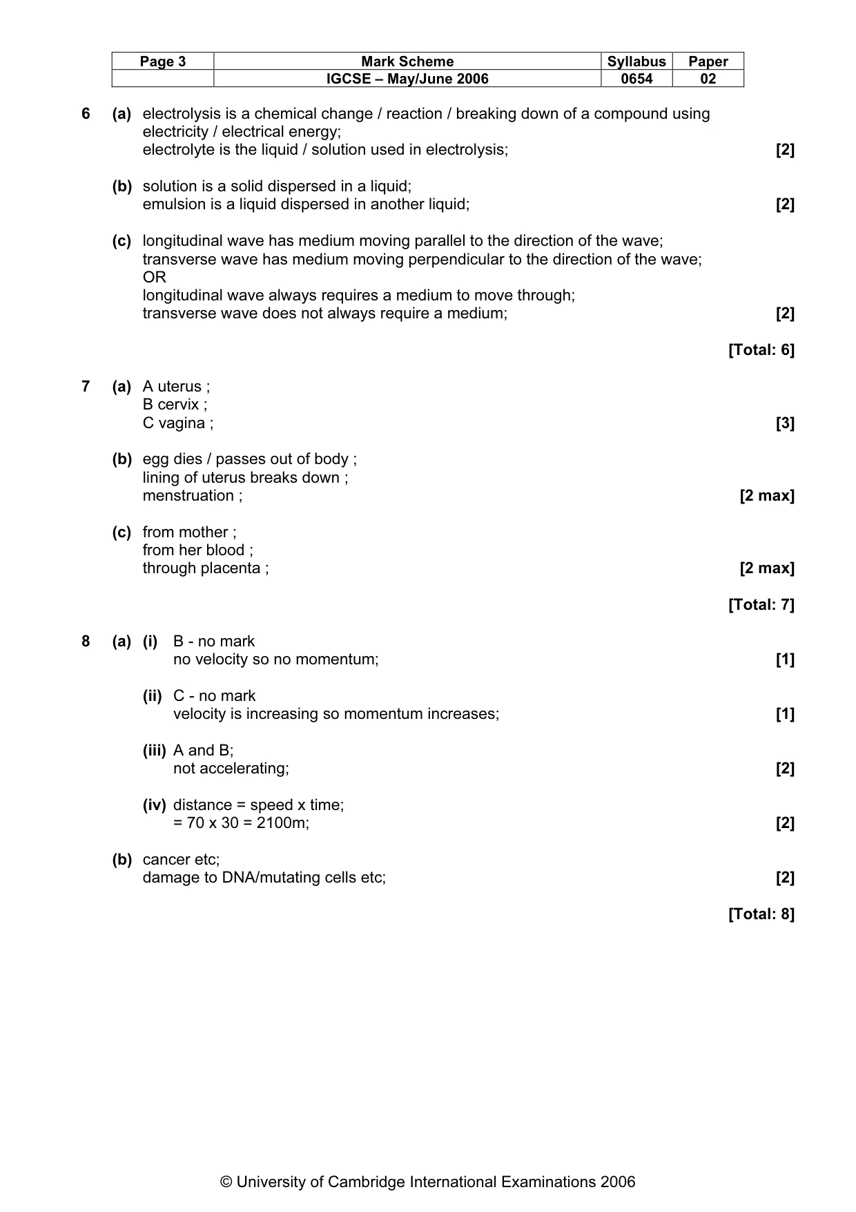 Mark scheme, page 4 of 6
