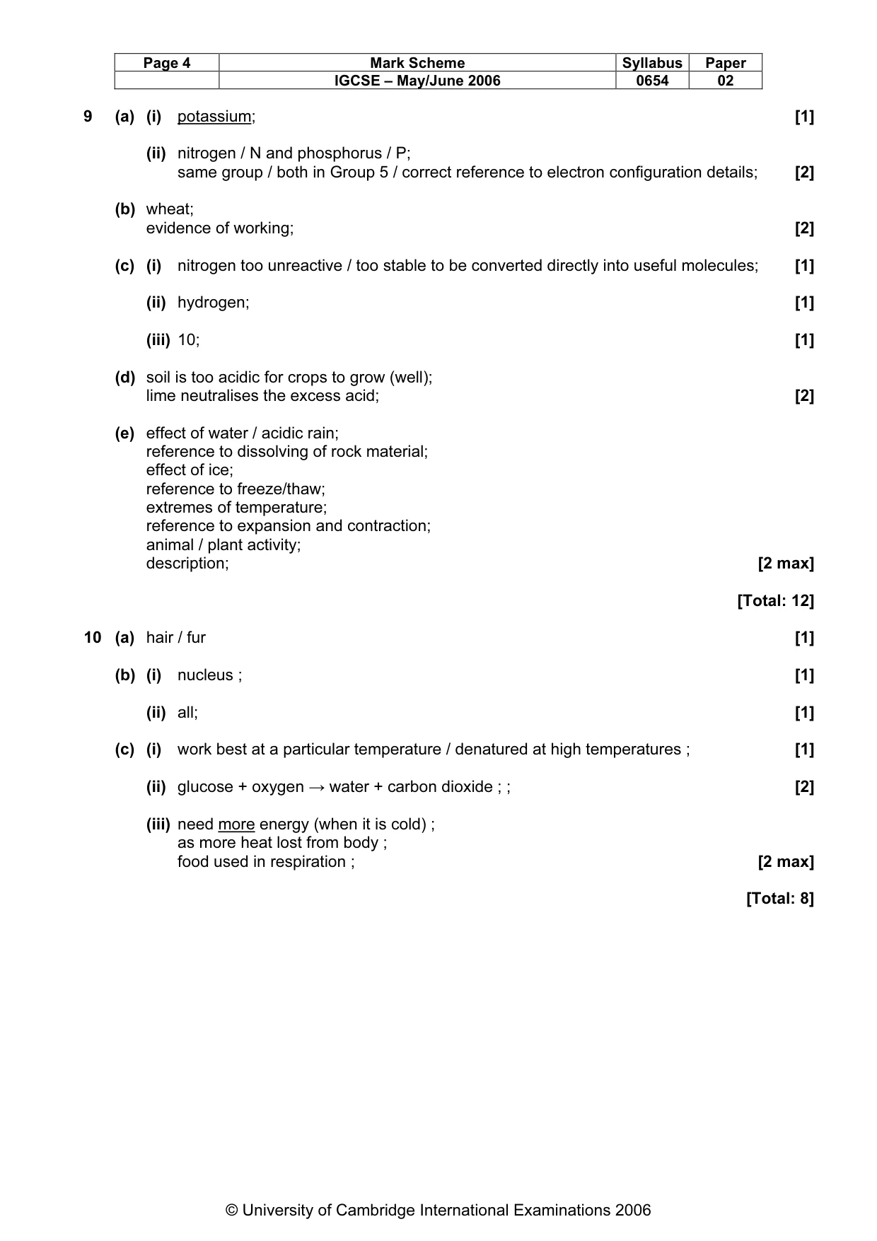 Mark scheme, page 5 of 6