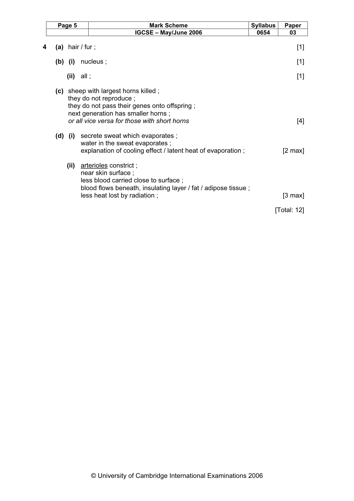 Mark scheme, page 5 of 11