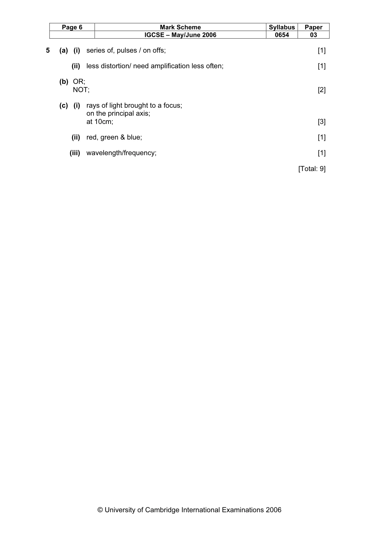 Mark scheme, page 6 of 11