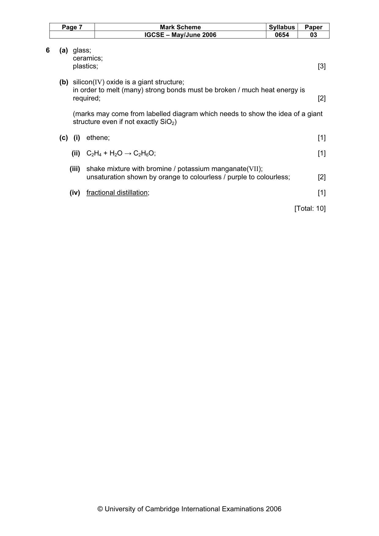 Mark scheme, page 7 of 11