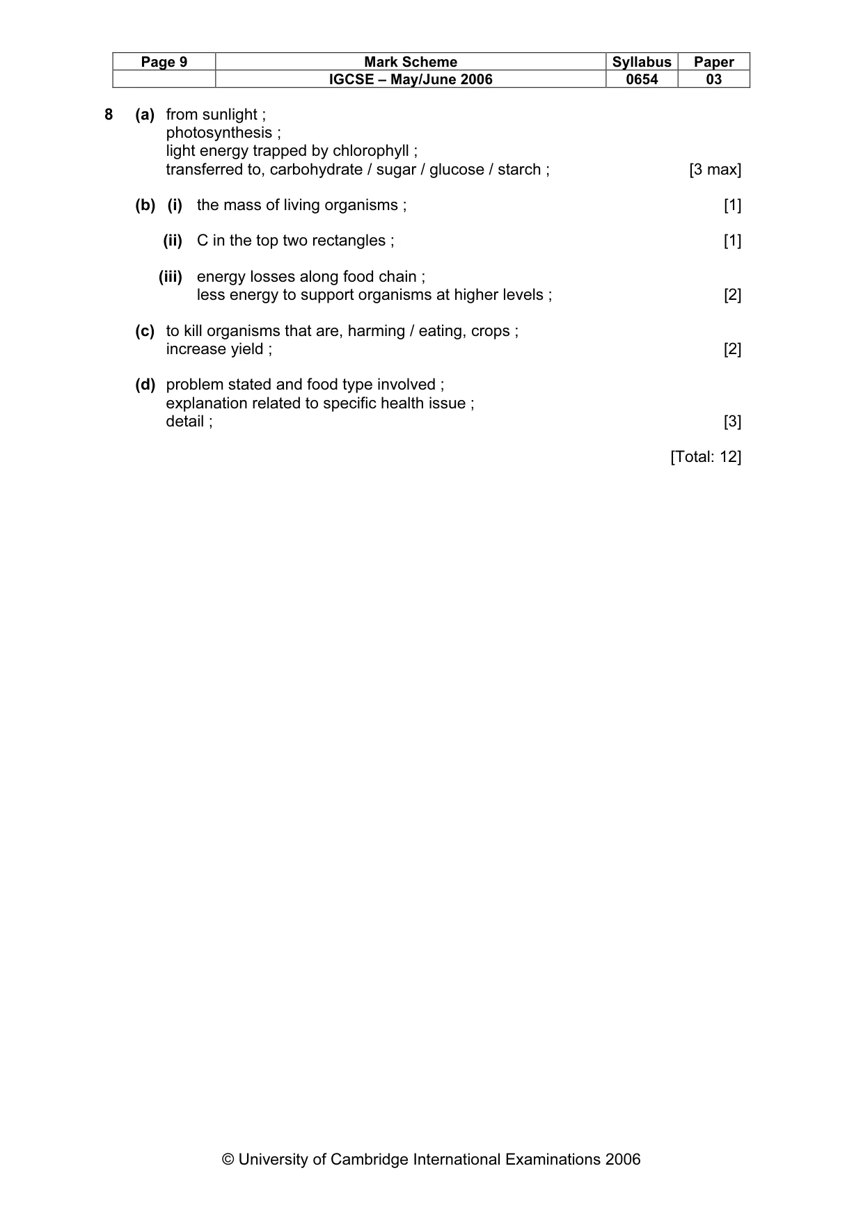 Mark scheme, page 9 of 11