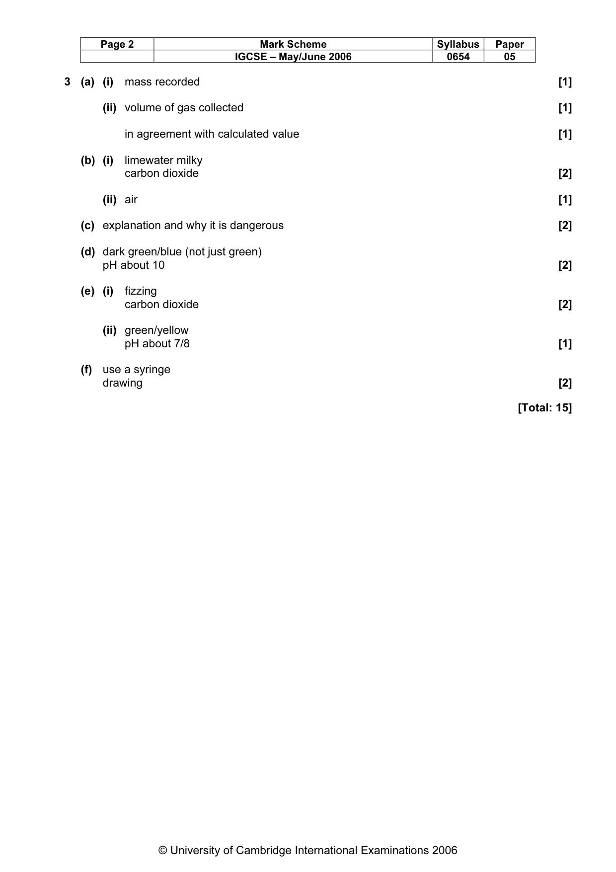 Mark scheme, page 3 of 3