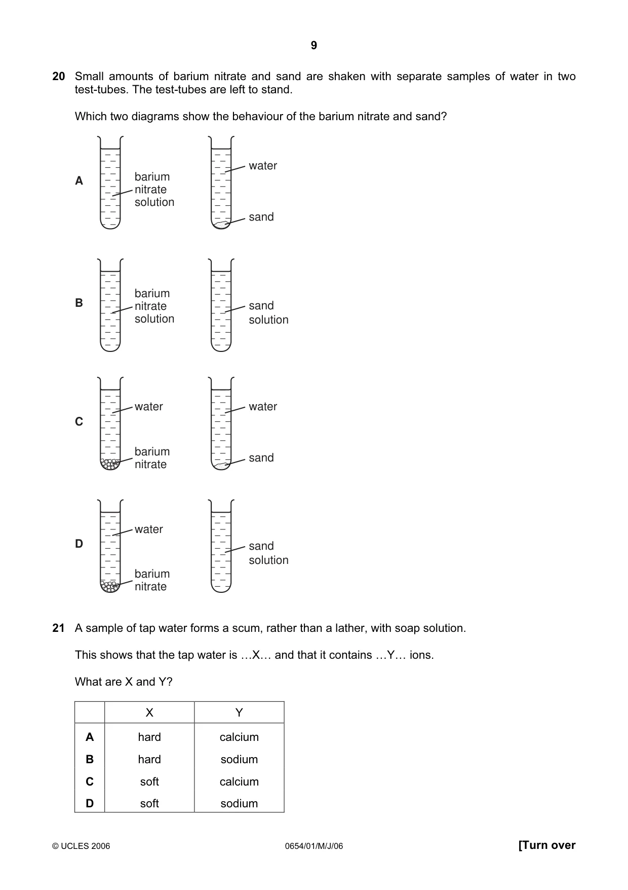 Cambridge IGCSE Sciences - Co-ordinated (Double) 0654 2006 May/June Paper 1 · Variant 1 question paper, page 9 of 20