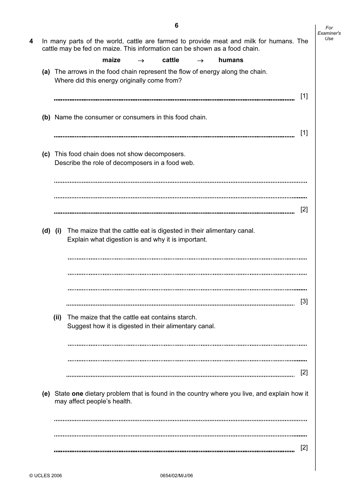 Cambridge IGCSE Sciences - Co-ordinated (Double) 0654 2006 May/June Paper 2 · Variant 1 question paper, page 6 of 20