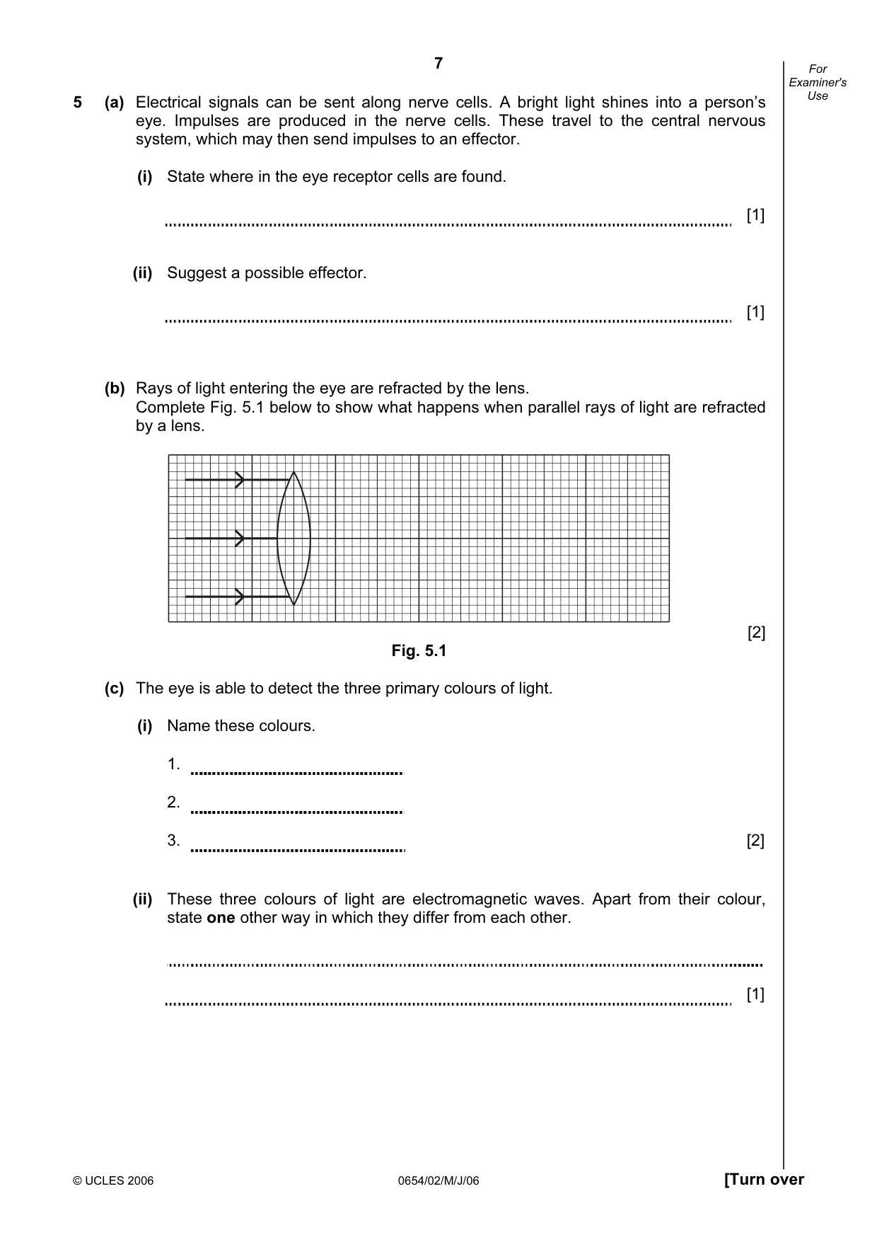 Cambridge IGCSE Sciences - Co-ordinated (Double) 0654 2006 May/June Paper 2 · Variant 1 question paper, page 7 of 20