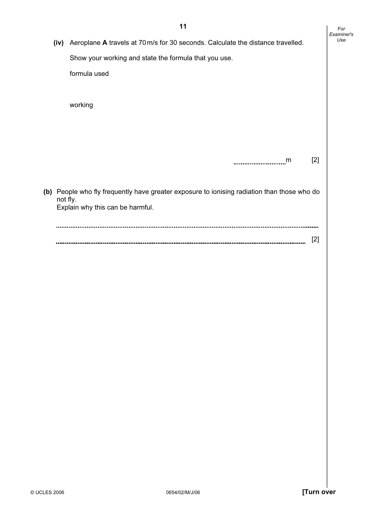 Cambridge IGCSE Sciences - Co-ordinated (Double) 0654 2006 May/June Paper 2 · Variant 1 question paper, page 11 of 20