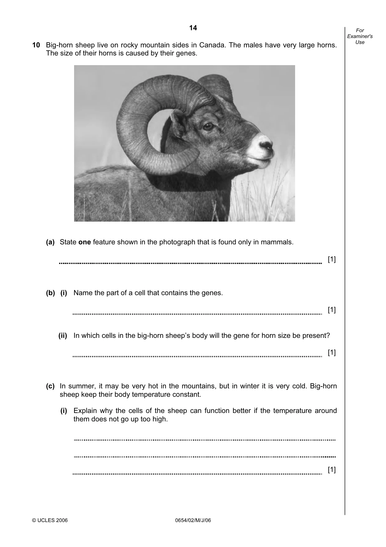 Cambridge IGCSE Sciences - Co-ordinated (Double) 0654 2006 May/June Paper 2 · Variant 1 question paper, page 14 of 20