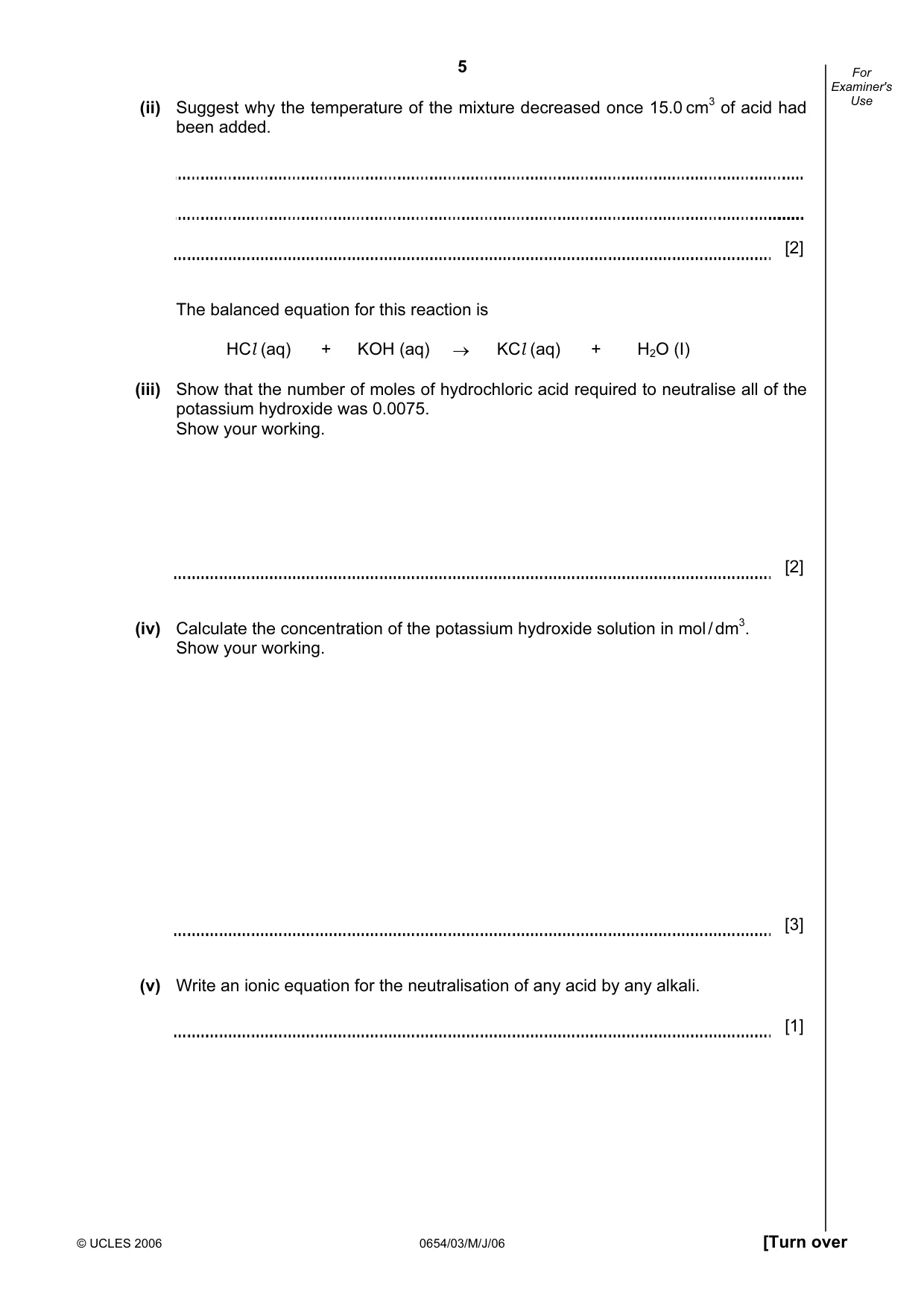 Cambridge IGCSE Sciences - Co-ordinated (Double) 0654 2006 May/June Paper 3 · Variant 1 question paper, page 5 of 24