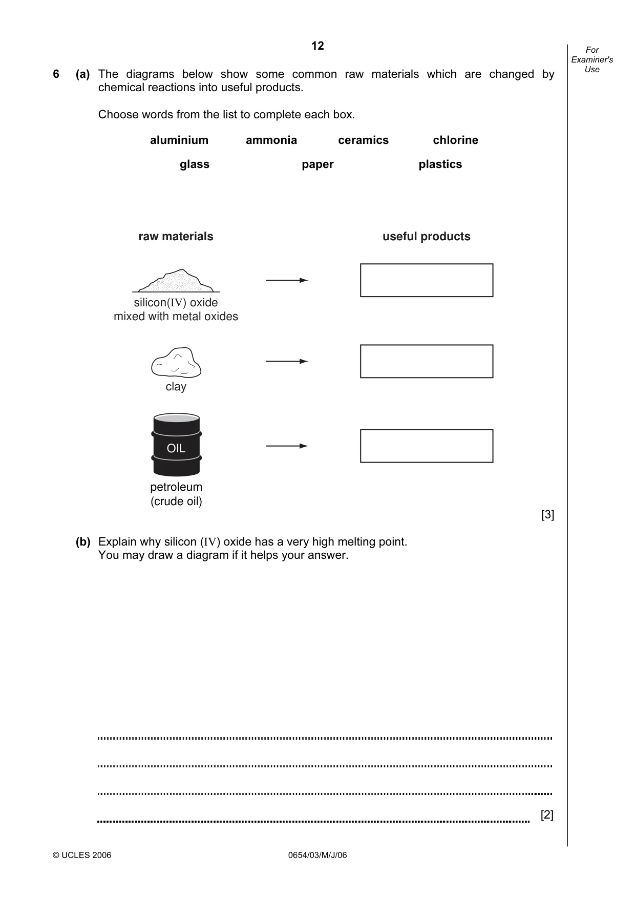 Cambridge IGCSE Sciences - Co-ordinated (Double) 0654 2006 May/June Paper 3 · Variant 1 question paper, page 12 of 24