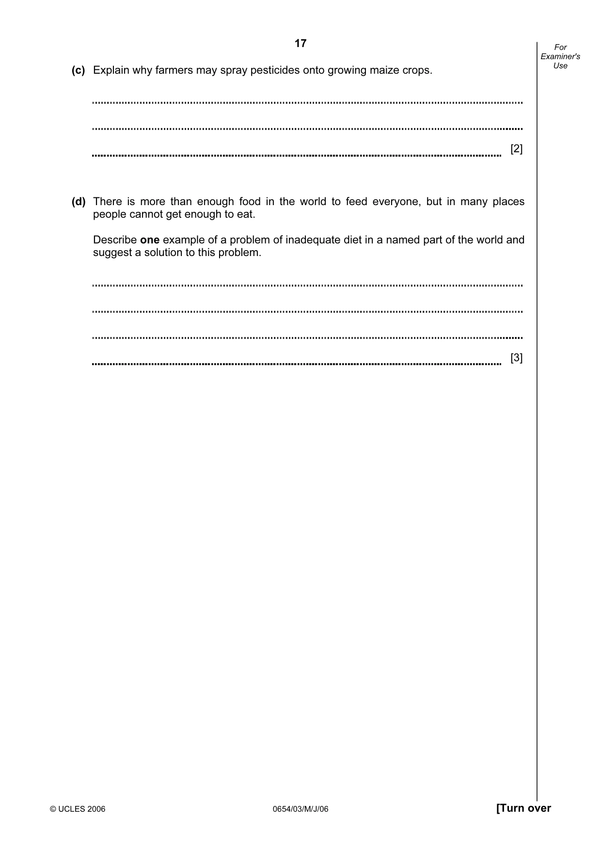 Cambridge IGCSE Sciences - Co-ordinated (Double) 0654 2006 May/June Paper 3 · Variant 1 question paper, page 17 of 24