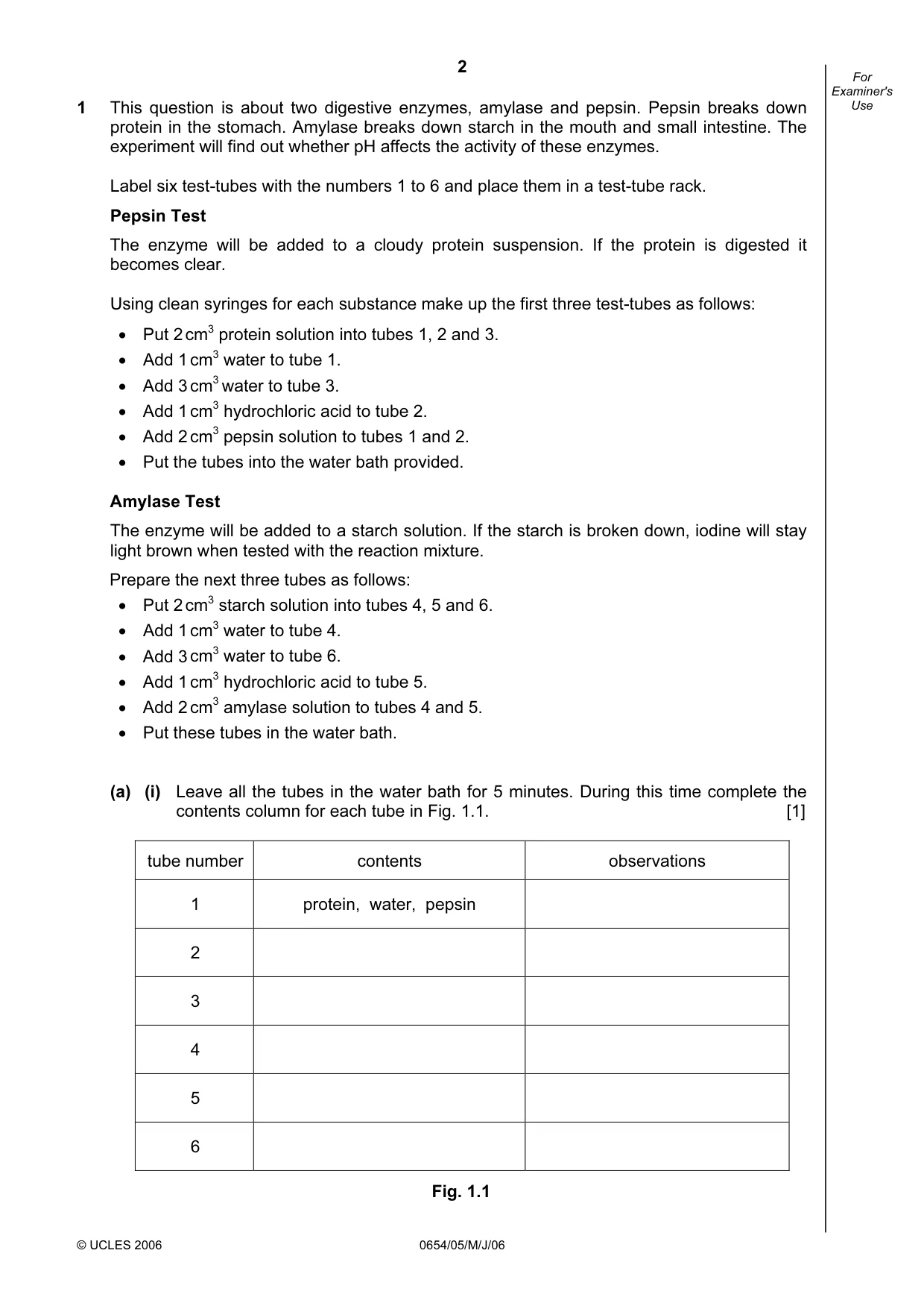 Cambridge IGCSE Sciences - Co-ordinated (Double) 0654 2006 May/June Paper 5 · Variant 1 question paper, page 2 of 12