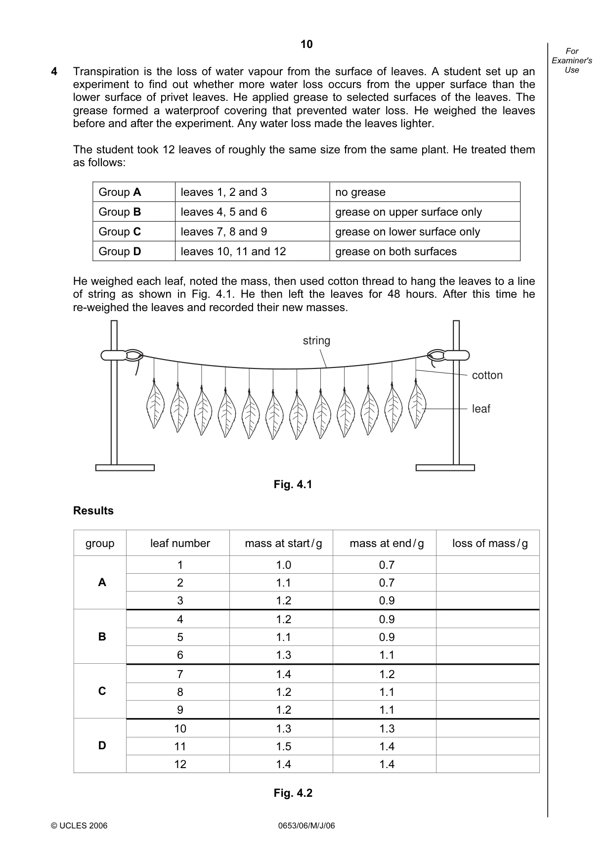 Cambridge IGCSE Sciences - Co-ordinated (Double) 0654 2006 May/June Paper 6 · Variant 1 question paper, page 10 of 20