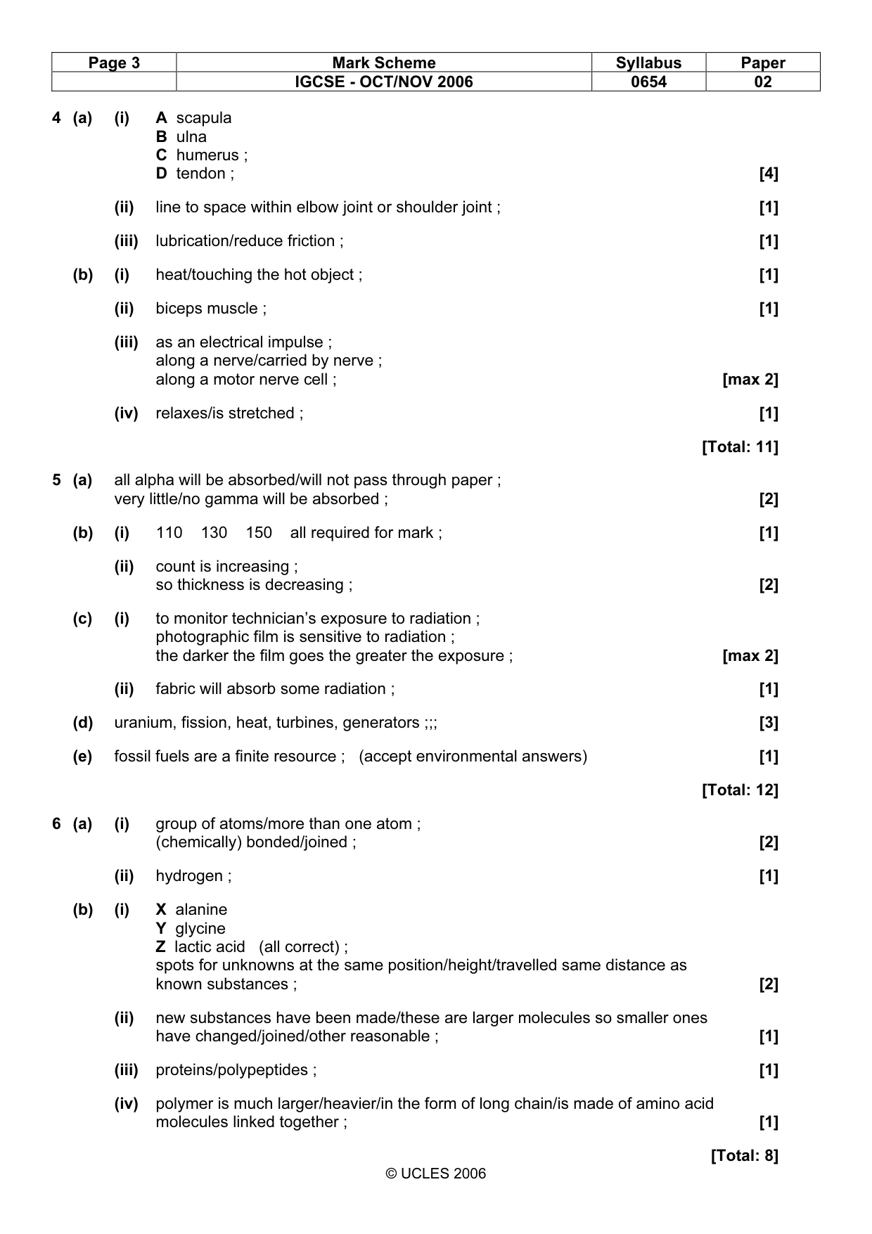 Mark scheme, page 3 of 5
