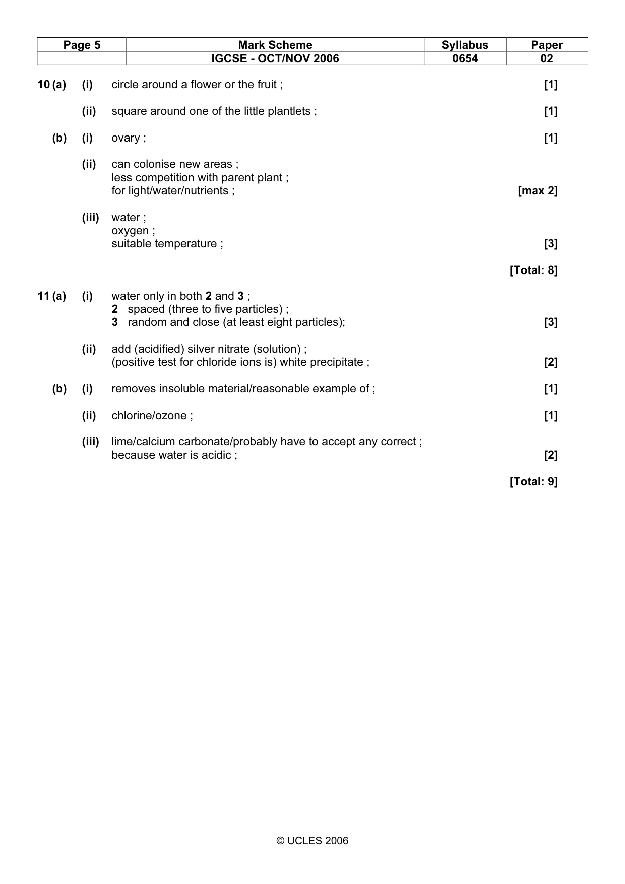 Mark scheme, page 5 of 5