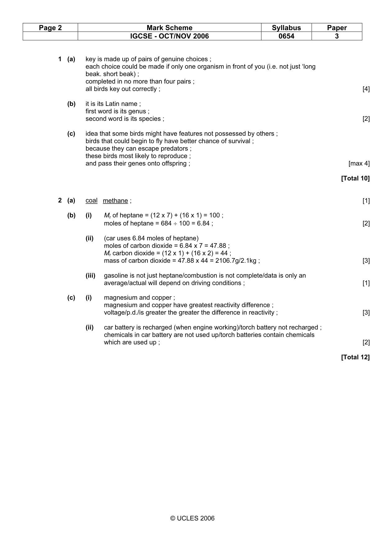 Mark scheme, page 2 of 6