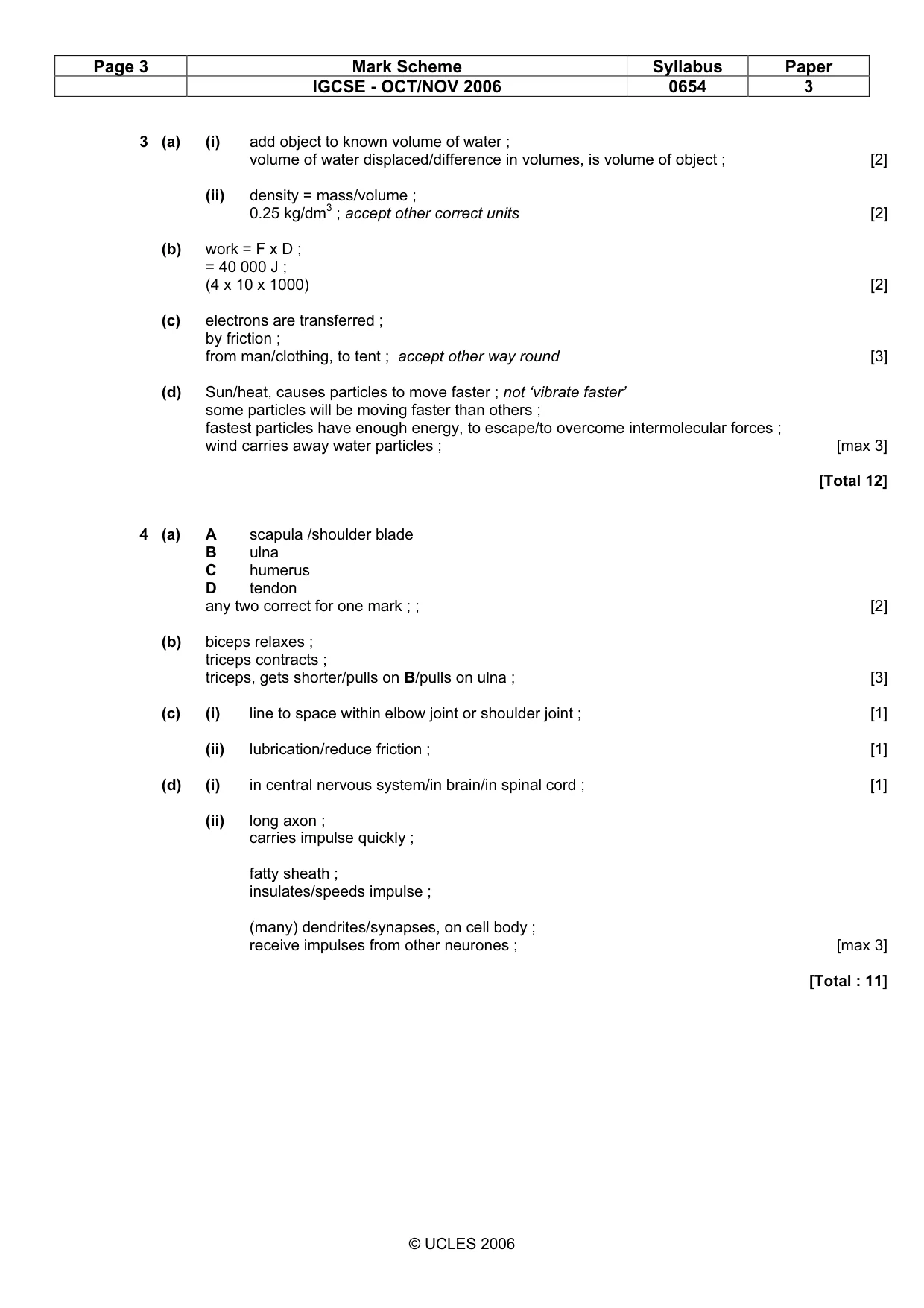 Mark scheme, page 3 of 6