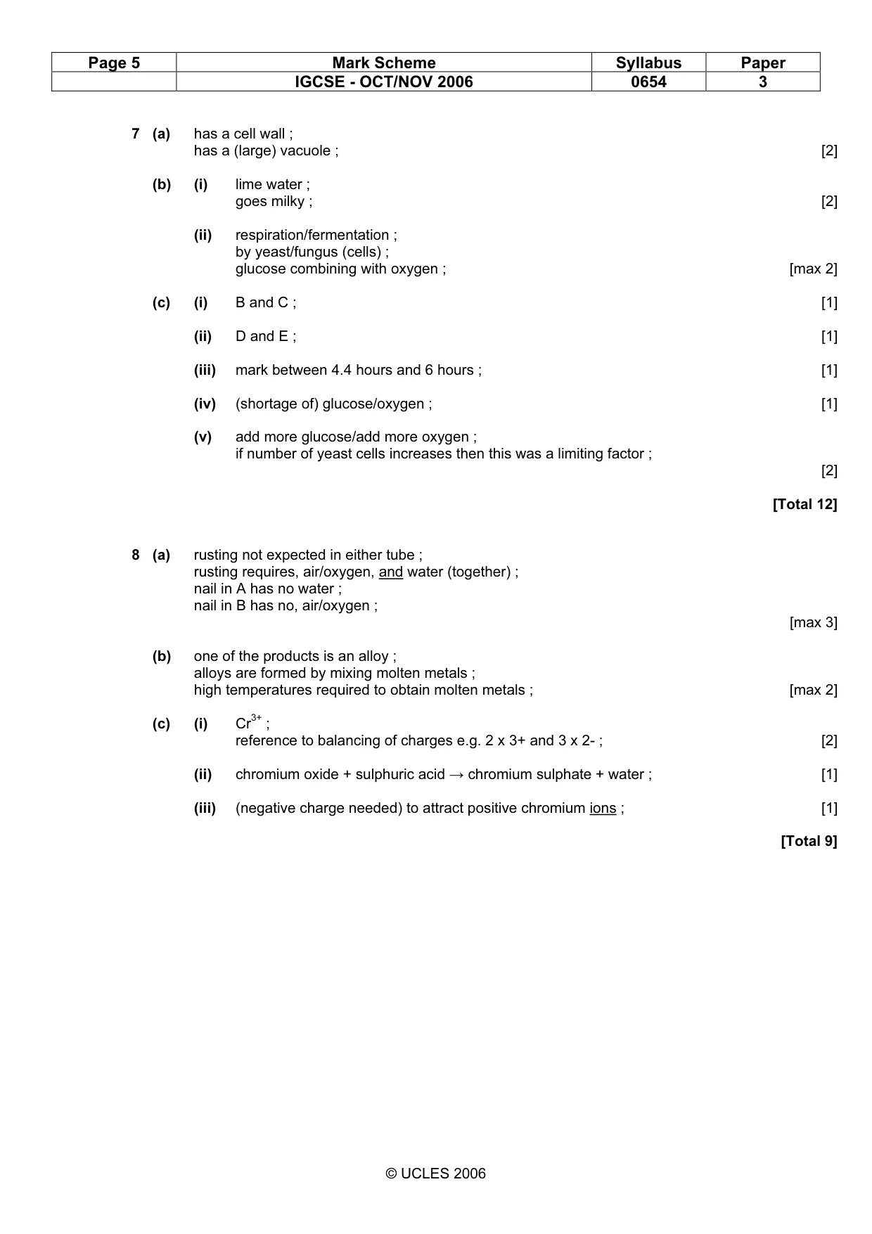 Mark scheme, page 5 of 6