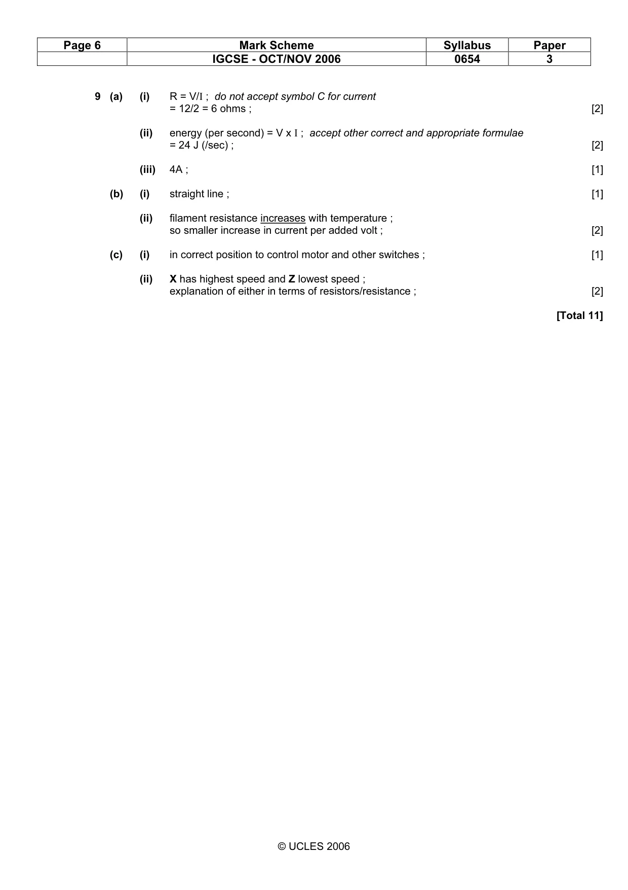 Mark scheme, page 6 of 6