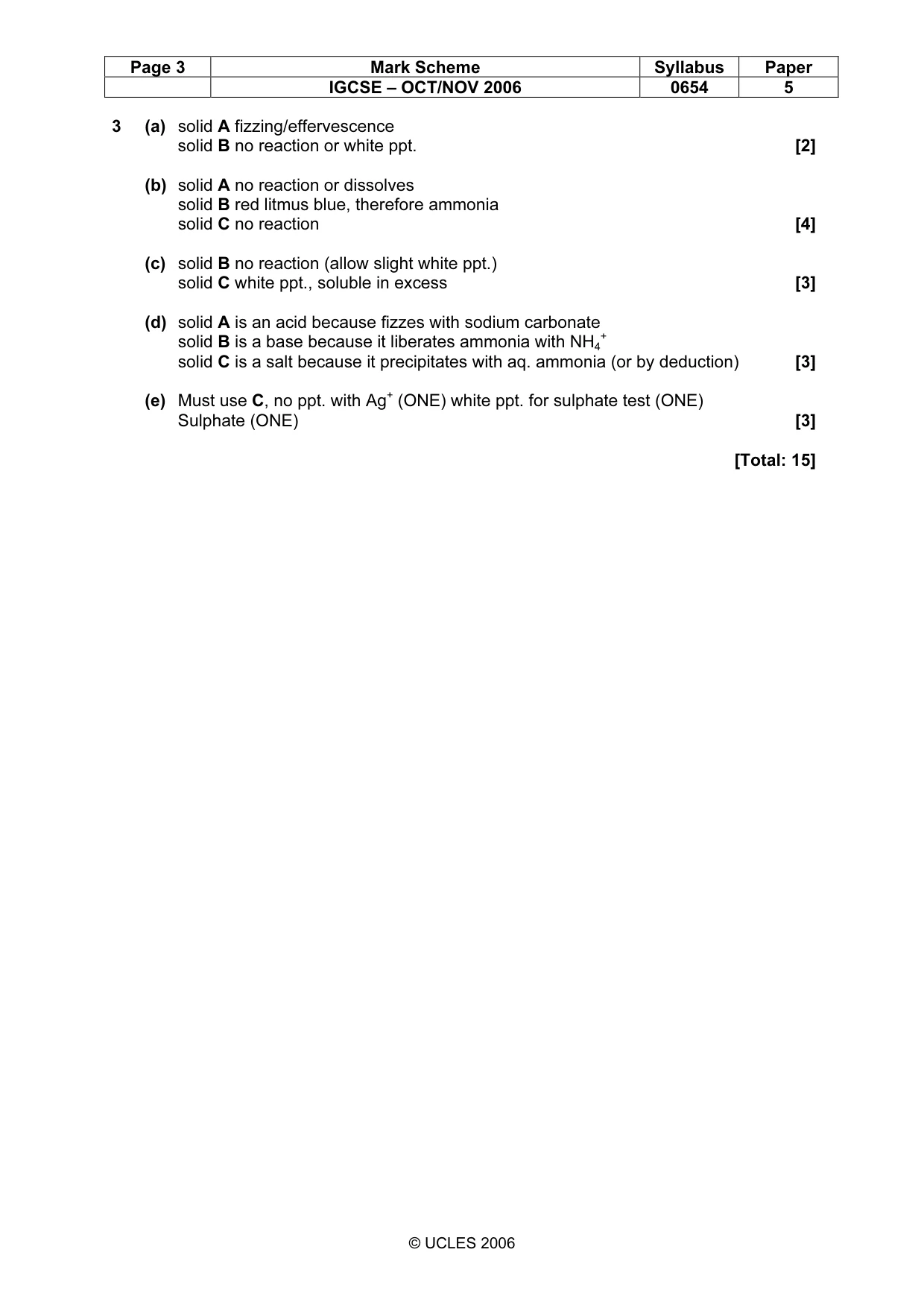 Mark scheme, page 3 of 3