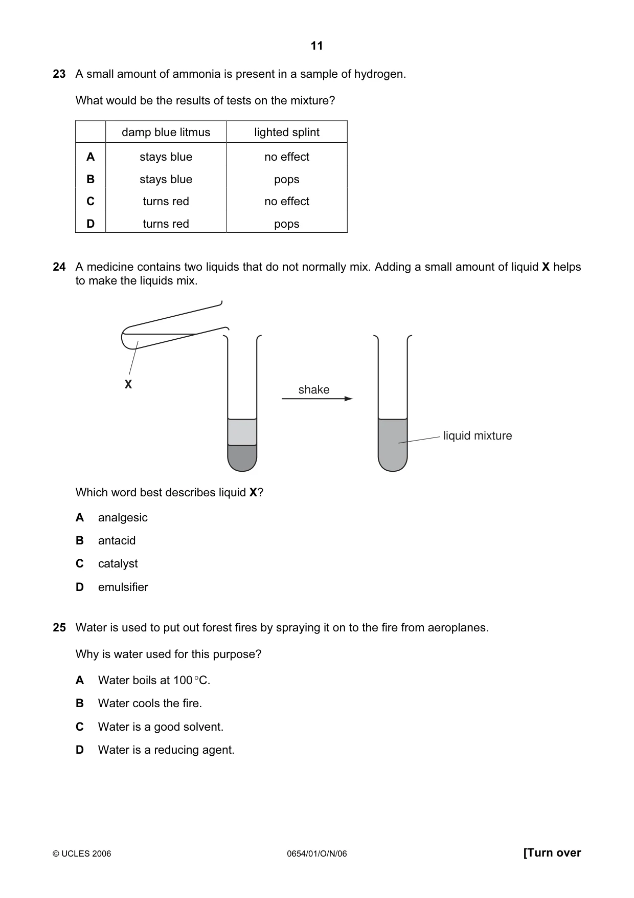 Cambridge IGCSE Sciences - Co-ordinated (Double) 0654 2006 Oct/Nov Paper 1 · Variant 1 question paper, page 11 of 20