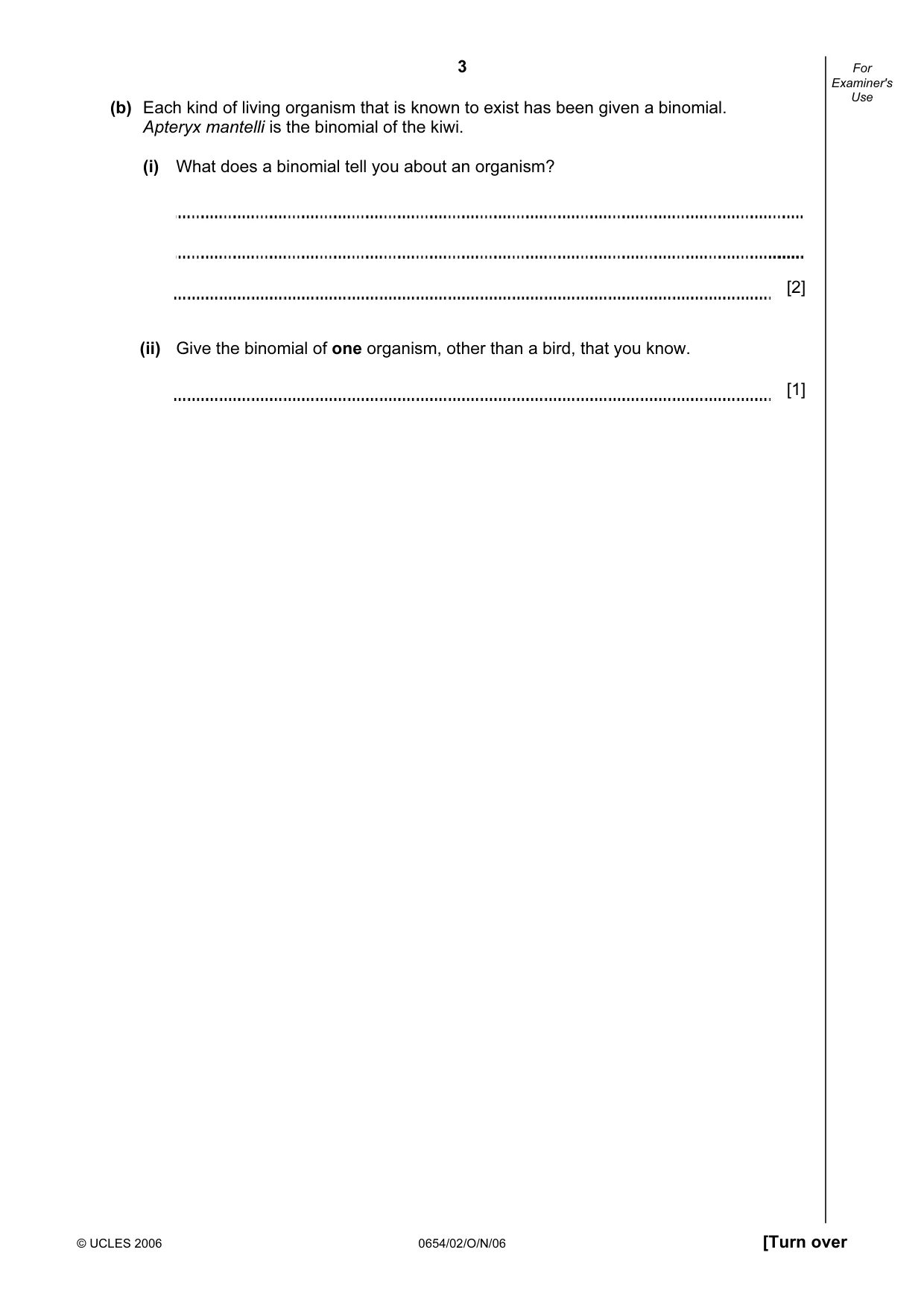 Cambridge IGCSE Sciences - Co-ordinated (Double) 0654 2006 Oct/Nov Paper 2 · Variant 1 question paper, page 3 of 28
