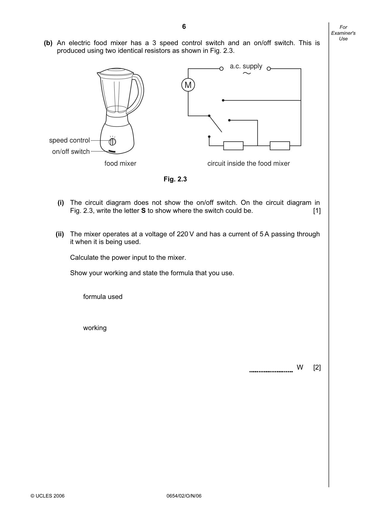 Cambridge IGCSE Sciences - Co-ordinated (Double) 0654 2006 Oct/Nov Paper 2 · Variant 1 question paper, page 6 of 28