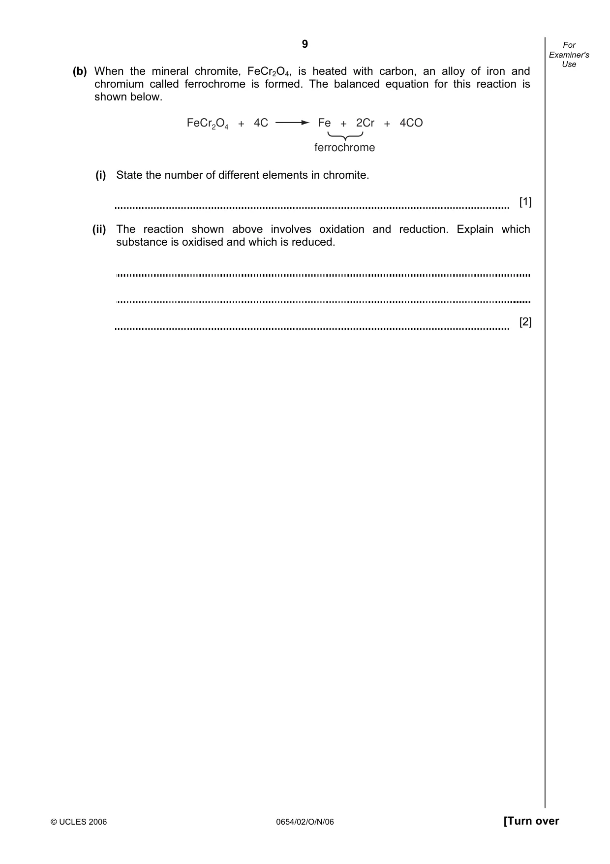 Cambridge IGCSE Sciences - Co-ordinated (Double) 0654 2006 Oct/Nov Paper 2 · Variant 1 question paper, page 9 of 28