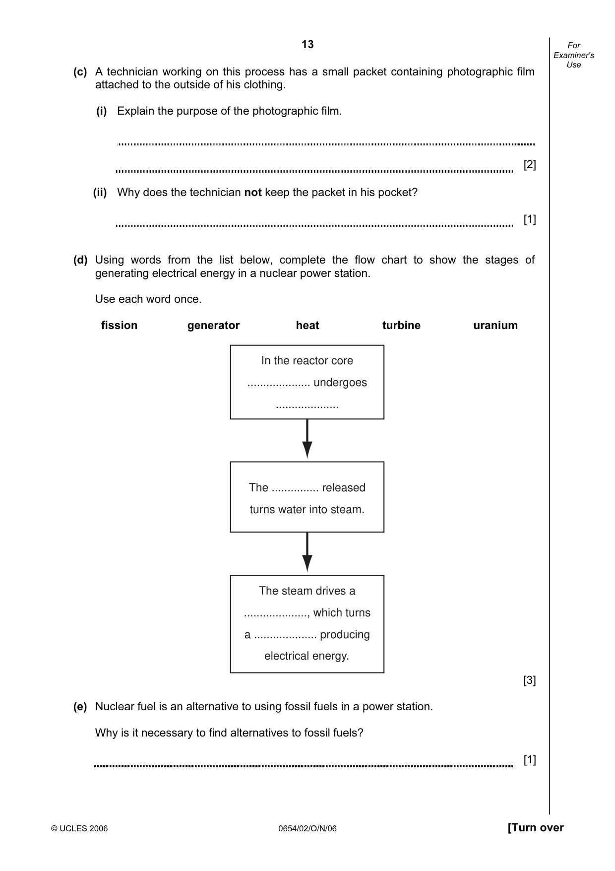 Cambridge IGCSE Sciences - Co-ordinated (Double) 0654 2006 Oct/Nov Paper 2 · Variant 1 question paper, page 13 of 28