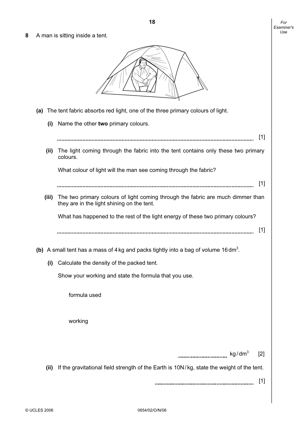 Cambridge IGCSE Sciences - Co-ordinated (Double) 0654 2006 Oct/Nov Paper 2 · Variant 1 question paper, page 18 of 28