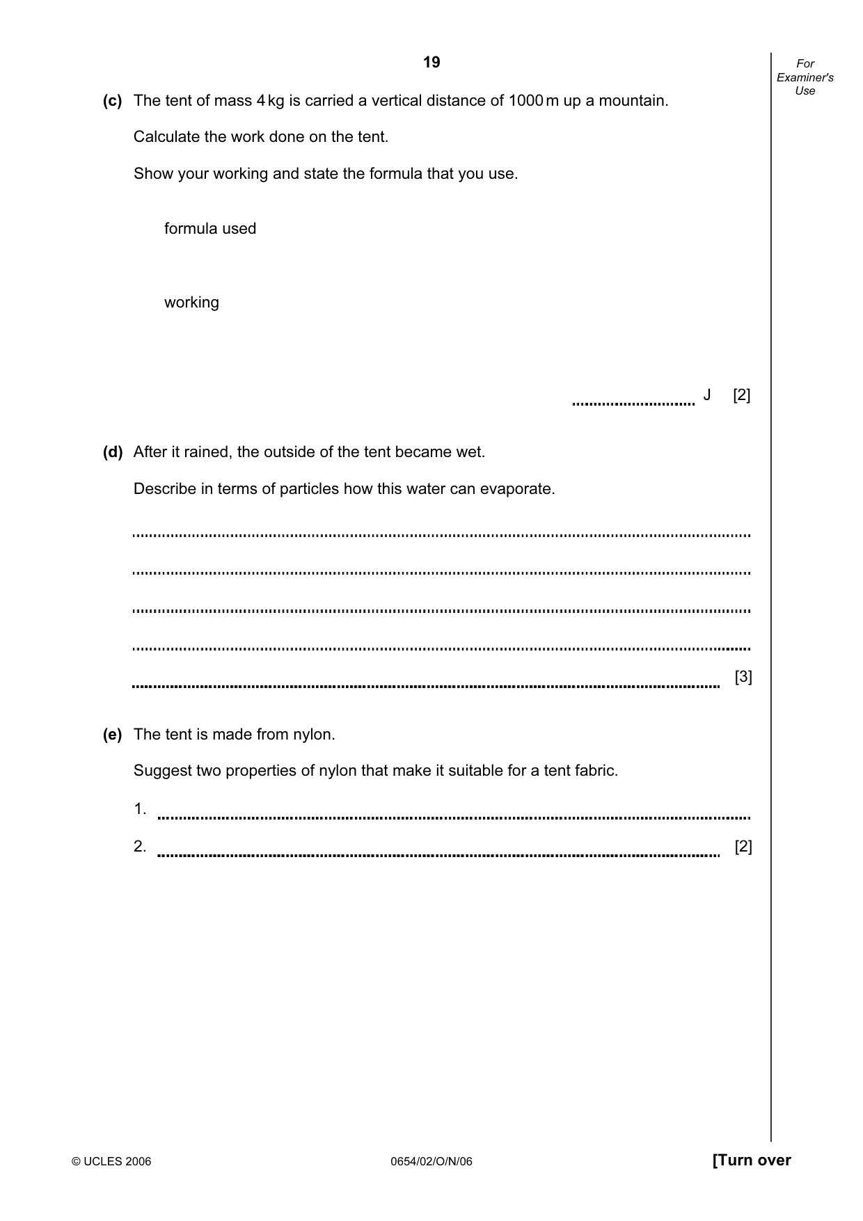 Cambridge IGCSE Sciences - Co-ordinated (Double) 0654 2006 Oct/Nov Paper 2 · Variant 1 question paper, page 19 of 28