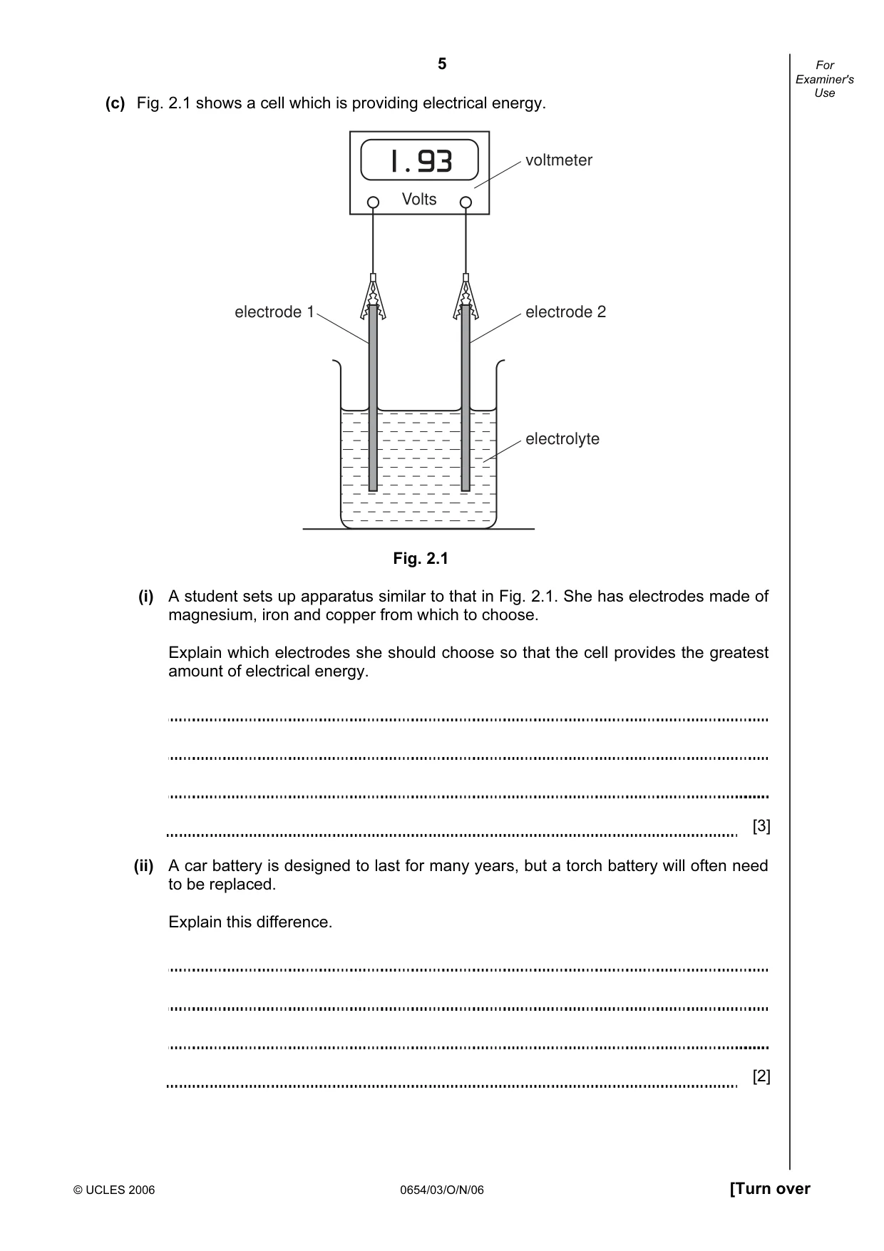 Cambridge IGCSE Sciences - Co-ordinated (Double) 0654 2006 Oct/Nov Paper 3 · Variant 1 question paper, page 5 of 24