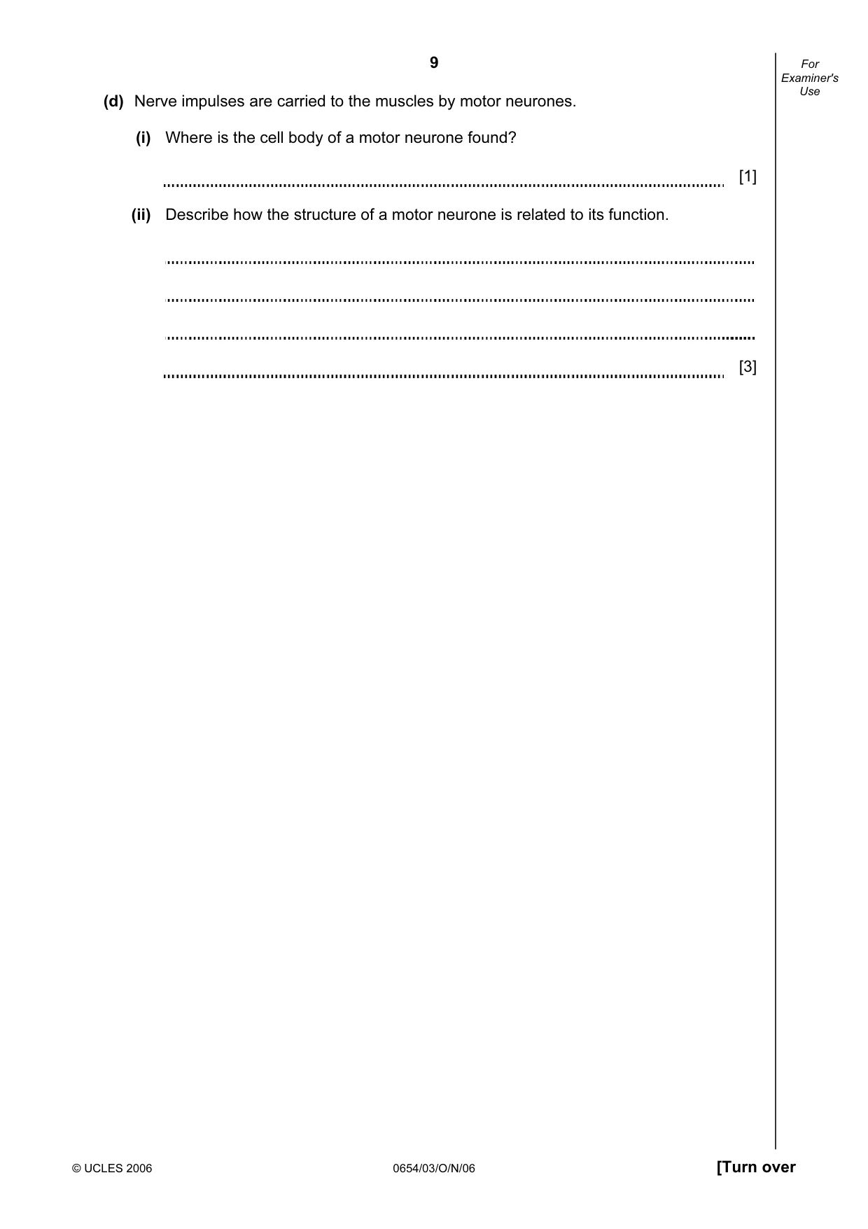 Cambridge IGCSE Sciences - Co-ordinated (Double) 0654 2006 Oct/Nov Paper 3 · Variant 1 question paper, page 9 of 24