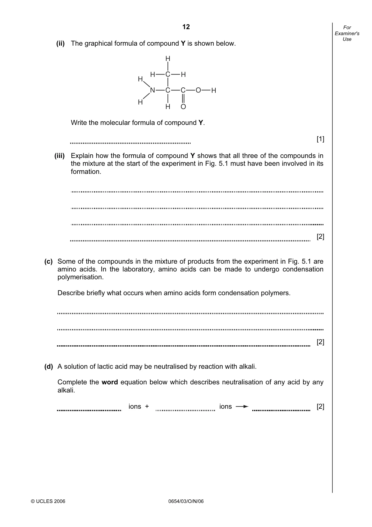 Cambridge IGCSE Sciences - Co-ordinated (Double) 0654 2006 Oct/Nov Paper 3 · Variant 1 question paper, page 12 of 24