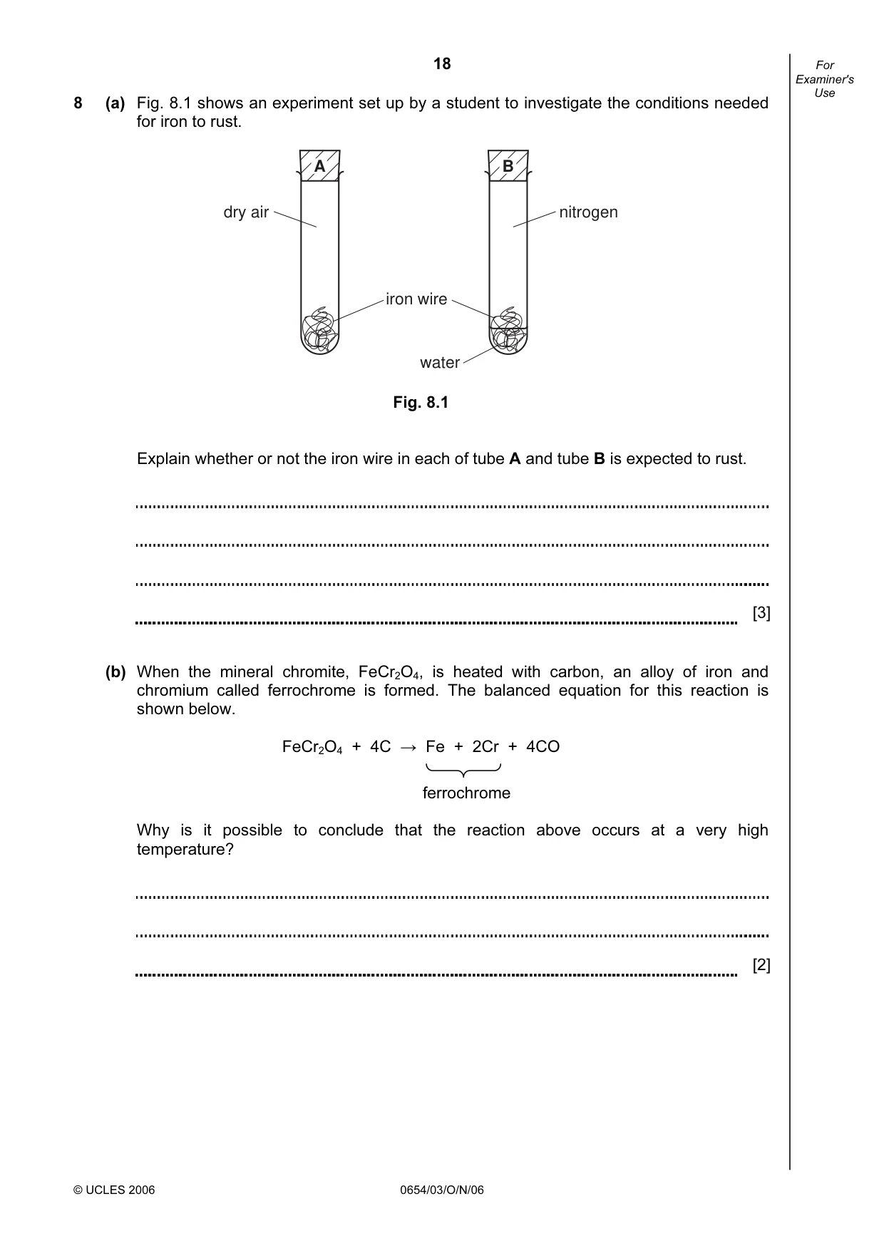 Cambridge IGCSE Sciences - Co-ordinated (Double) 0654 2006 Oct/Nov Paper 3 · Variant 1 question paper, page 18 of 24